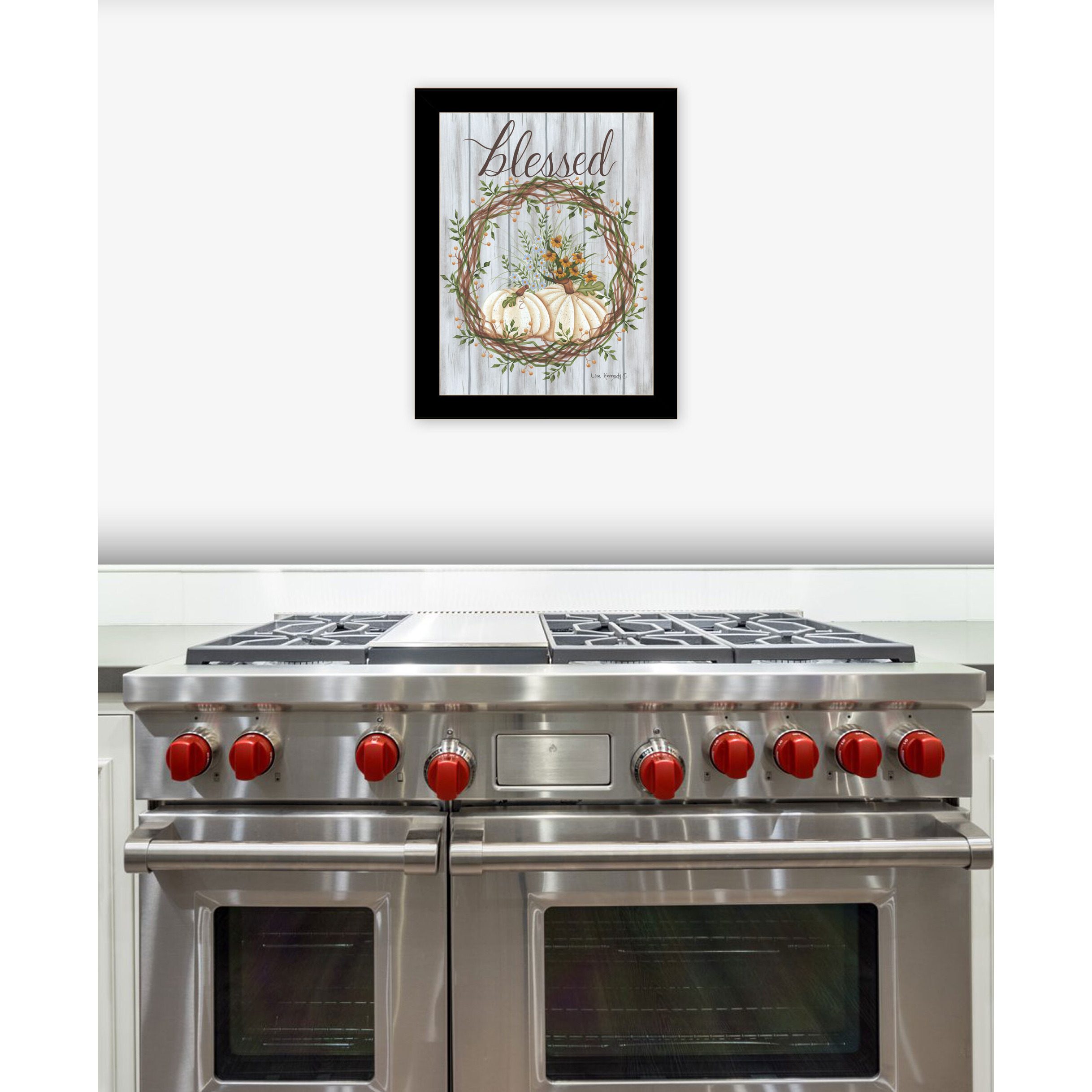 Blessed Wreath White Framed Print Wall Art