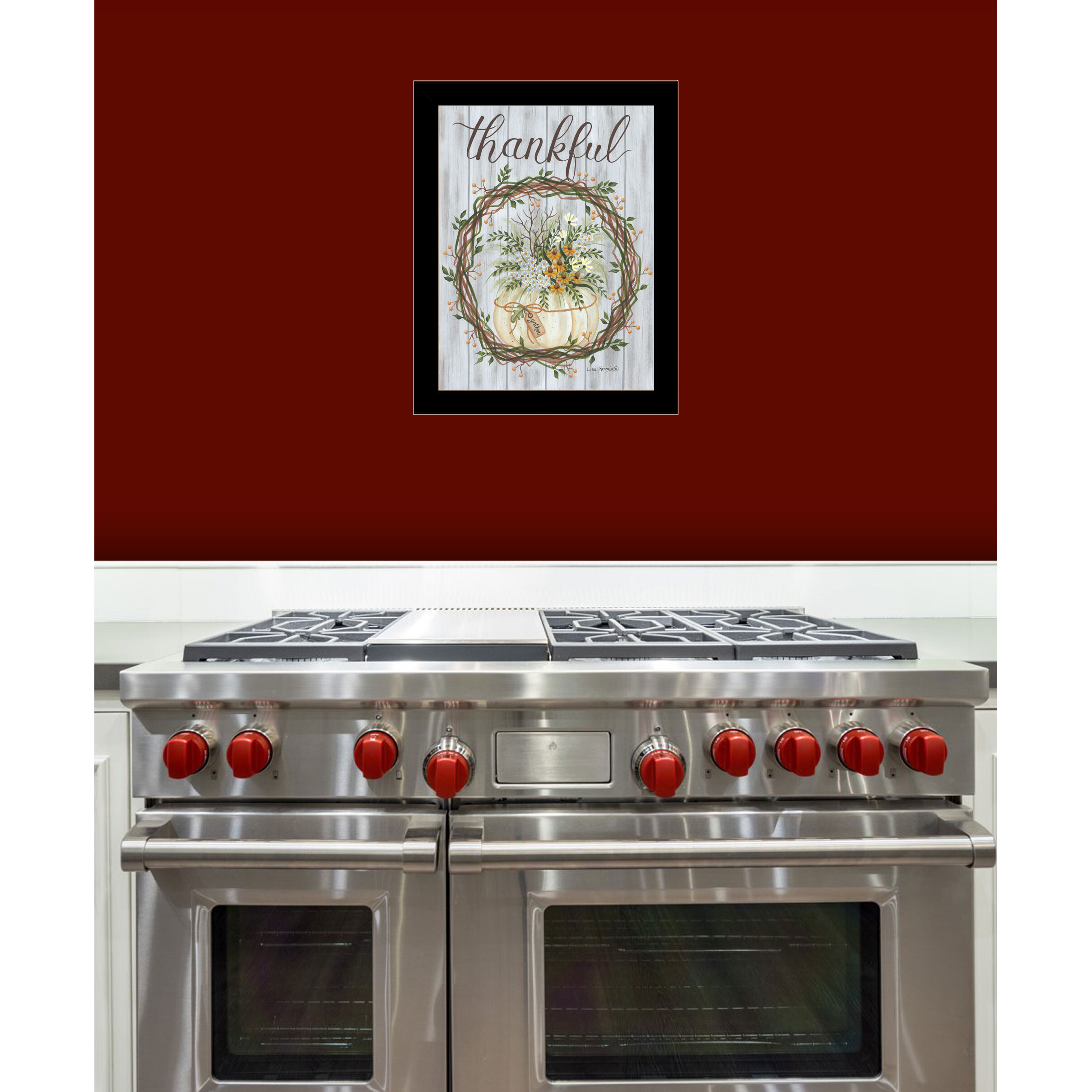 Thankful Wreath Black Framed Print Wall Art