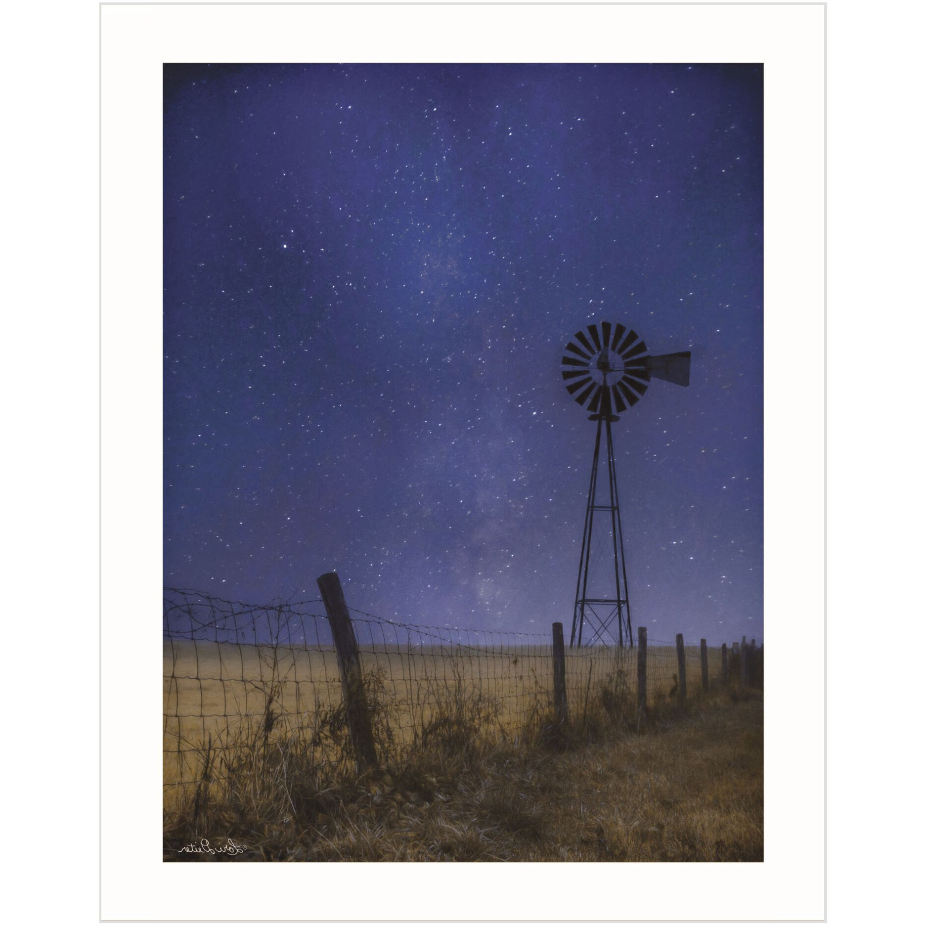 Starlit Night White Framed Print Wall Art