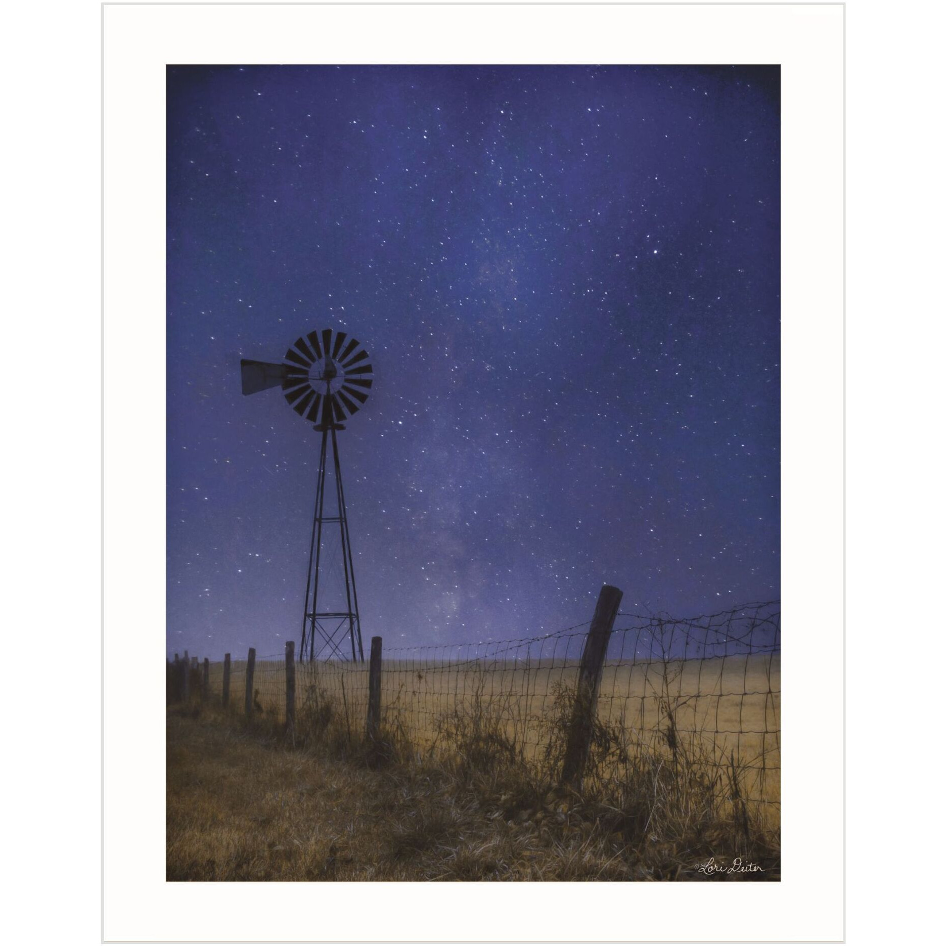 Starlit Night White Framed Print Wall Art