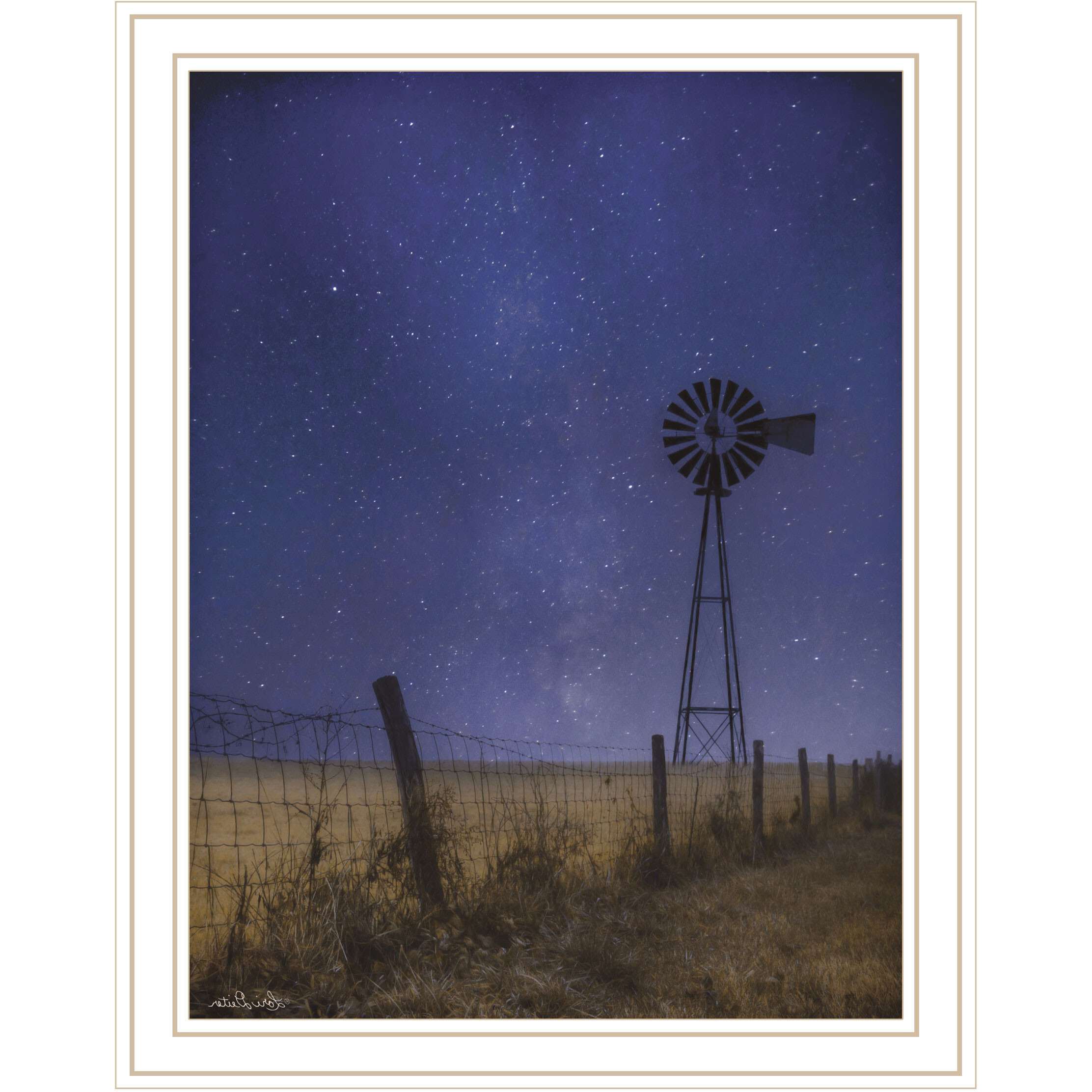 Starlit Night White Framed Print Wall Art