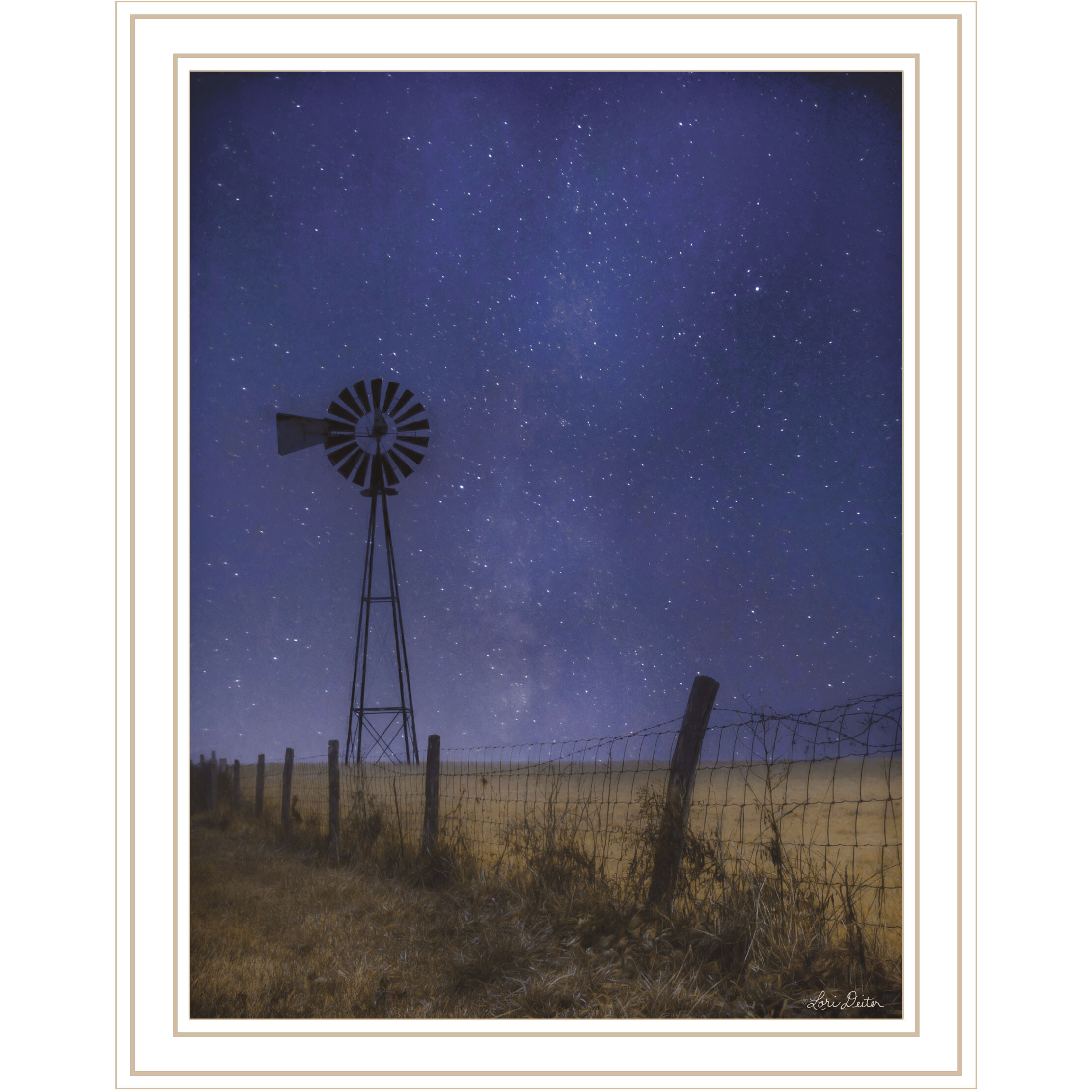 Starlit Night White Framed Print Wall Art