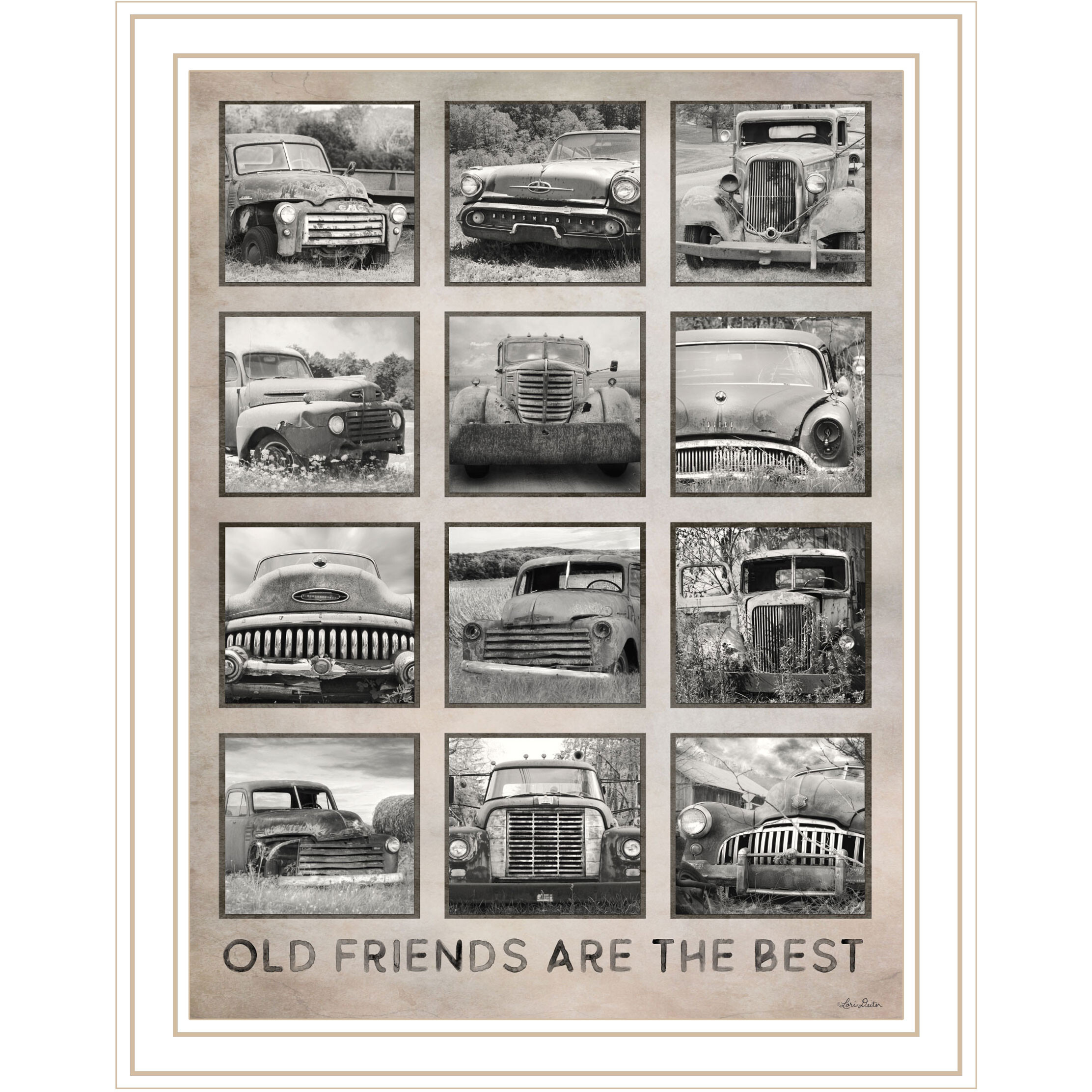 Old Friends Cars Are The Best White Framed Print Wall Art