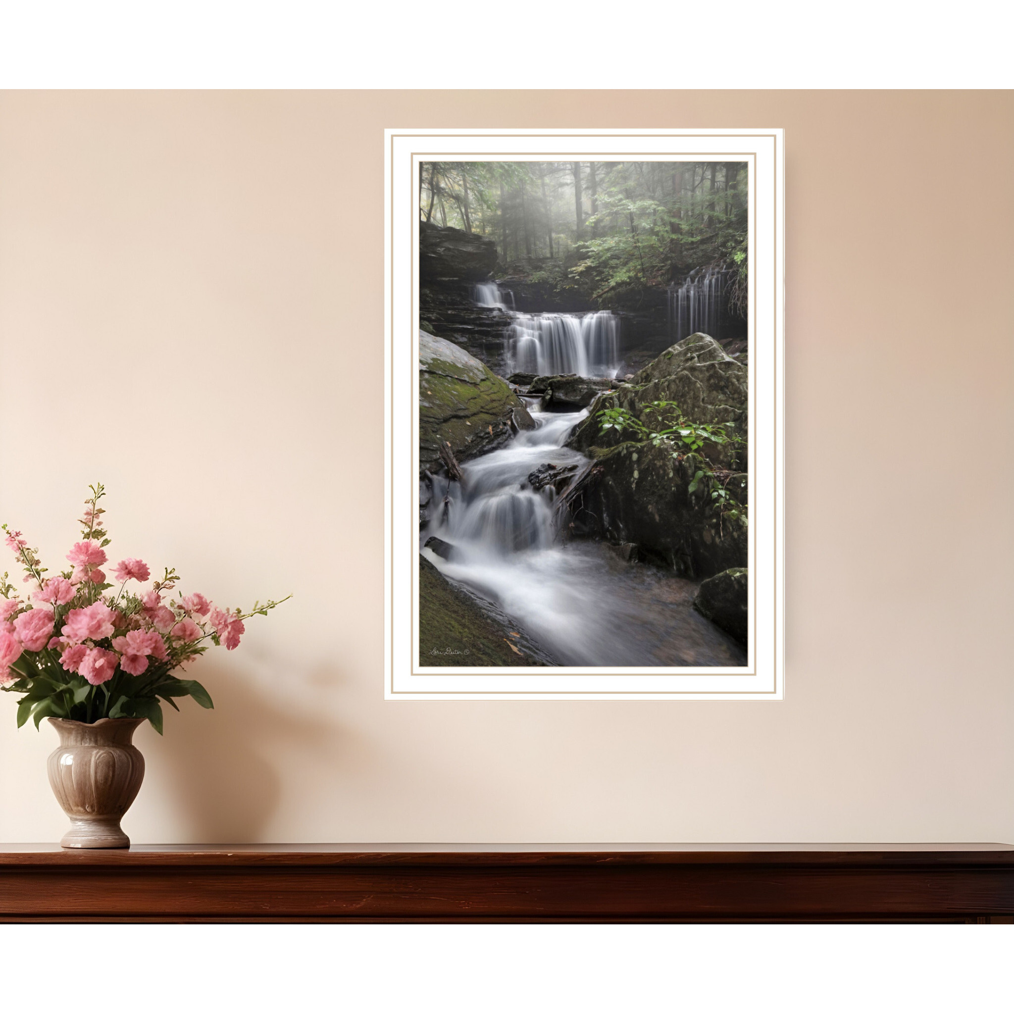 Ricketts Waterfall White Framed Print Wall Art