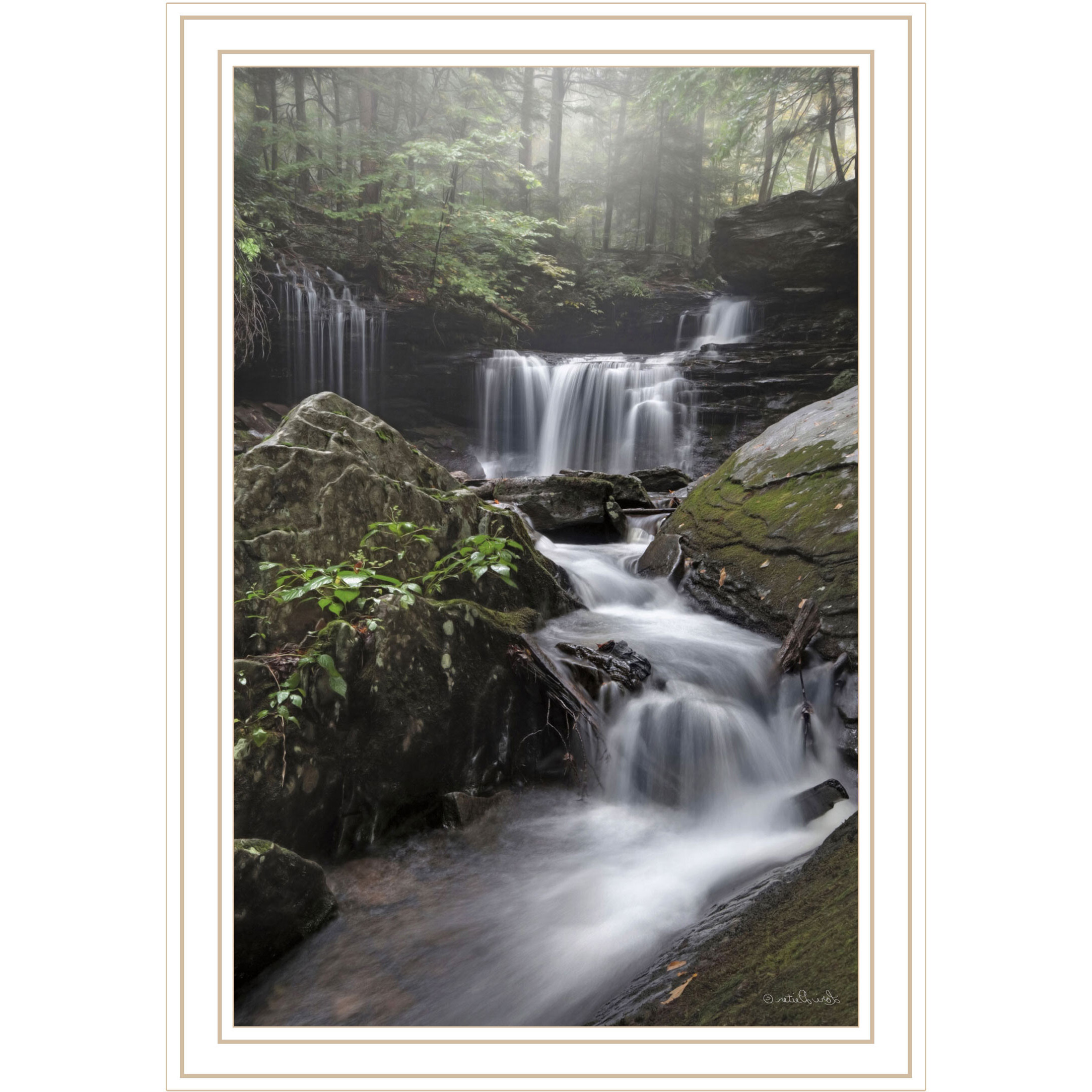 Ricketts Waterfall White Framed Print Wall Art