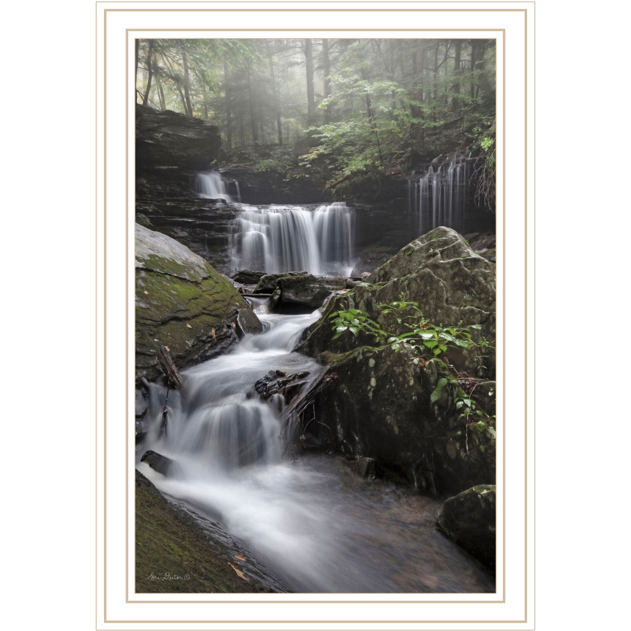 Ricketts Waterfall White Framed Print Wall Art