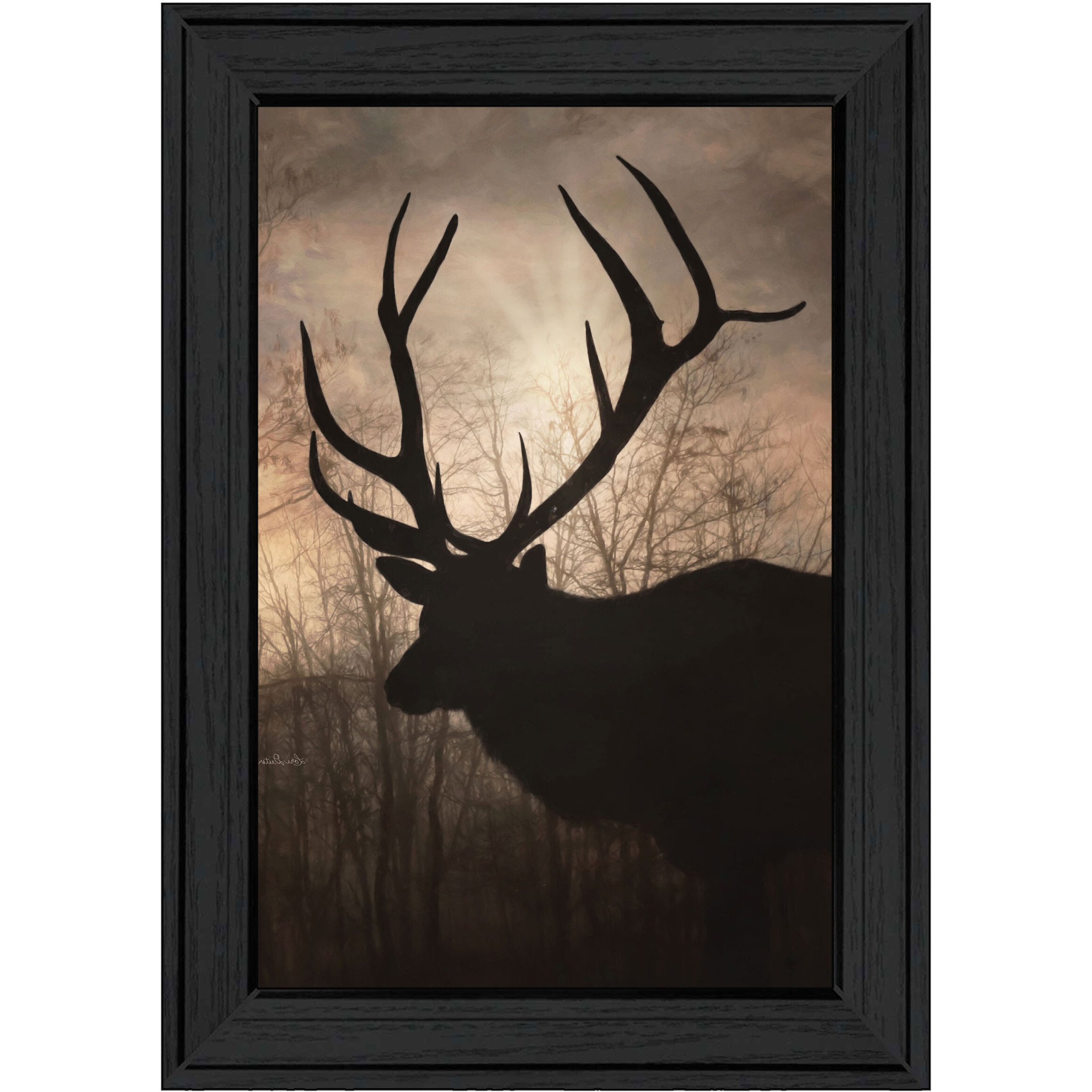 Elk Sunrise Black Framed Print Wall Art