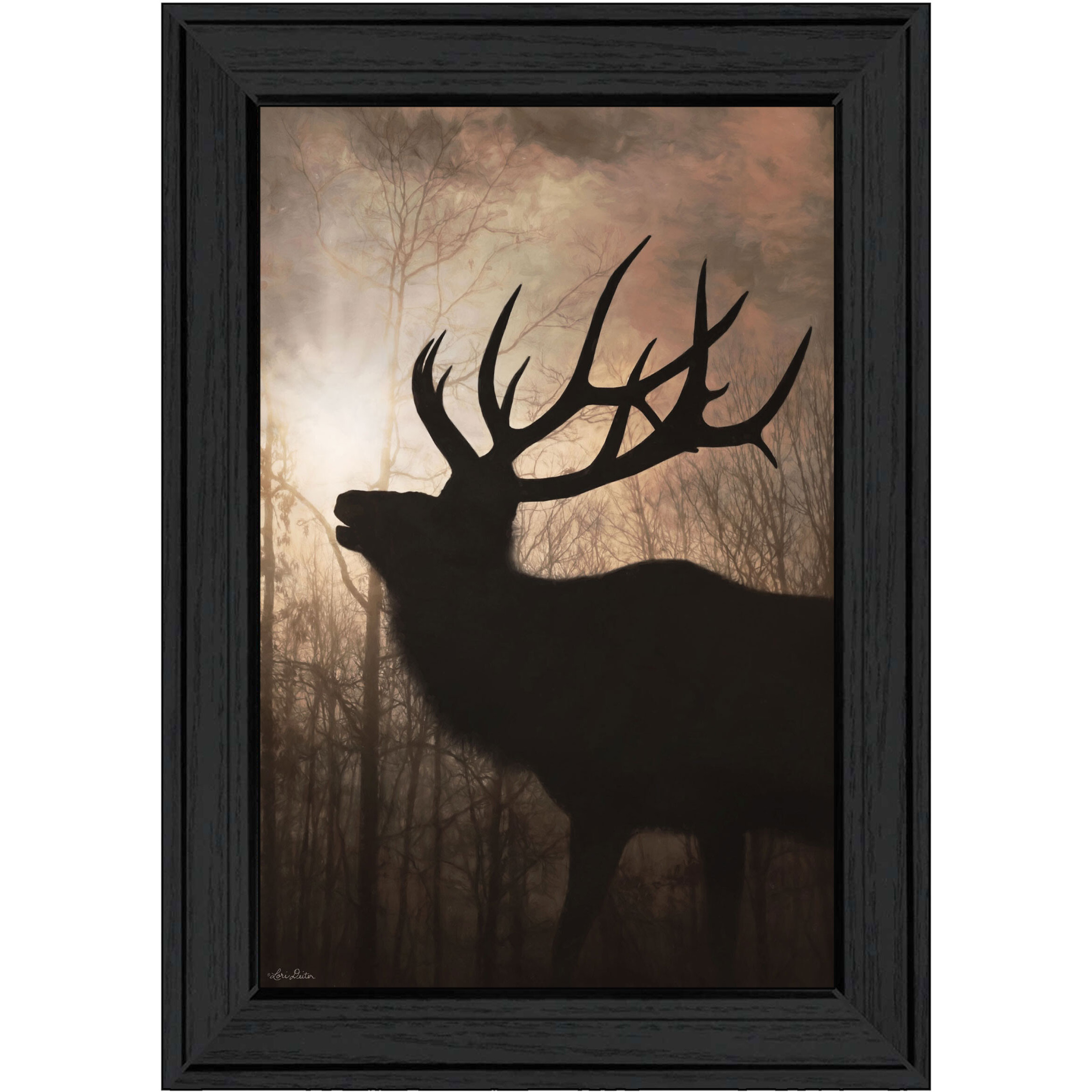 Elk Sunrise Black Framed Print Wall Art
