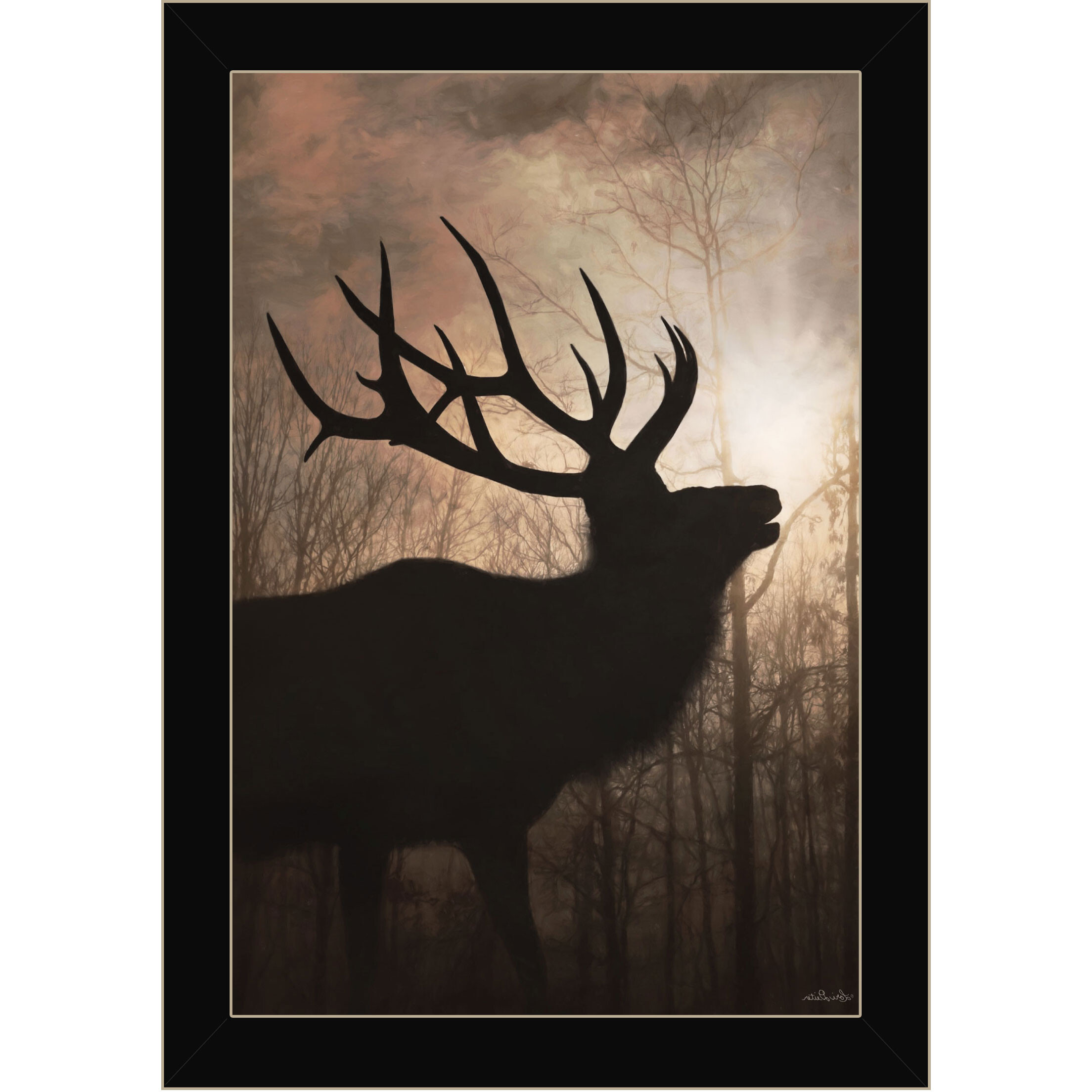 Elk Sunrise Black Framed Print Wall Art