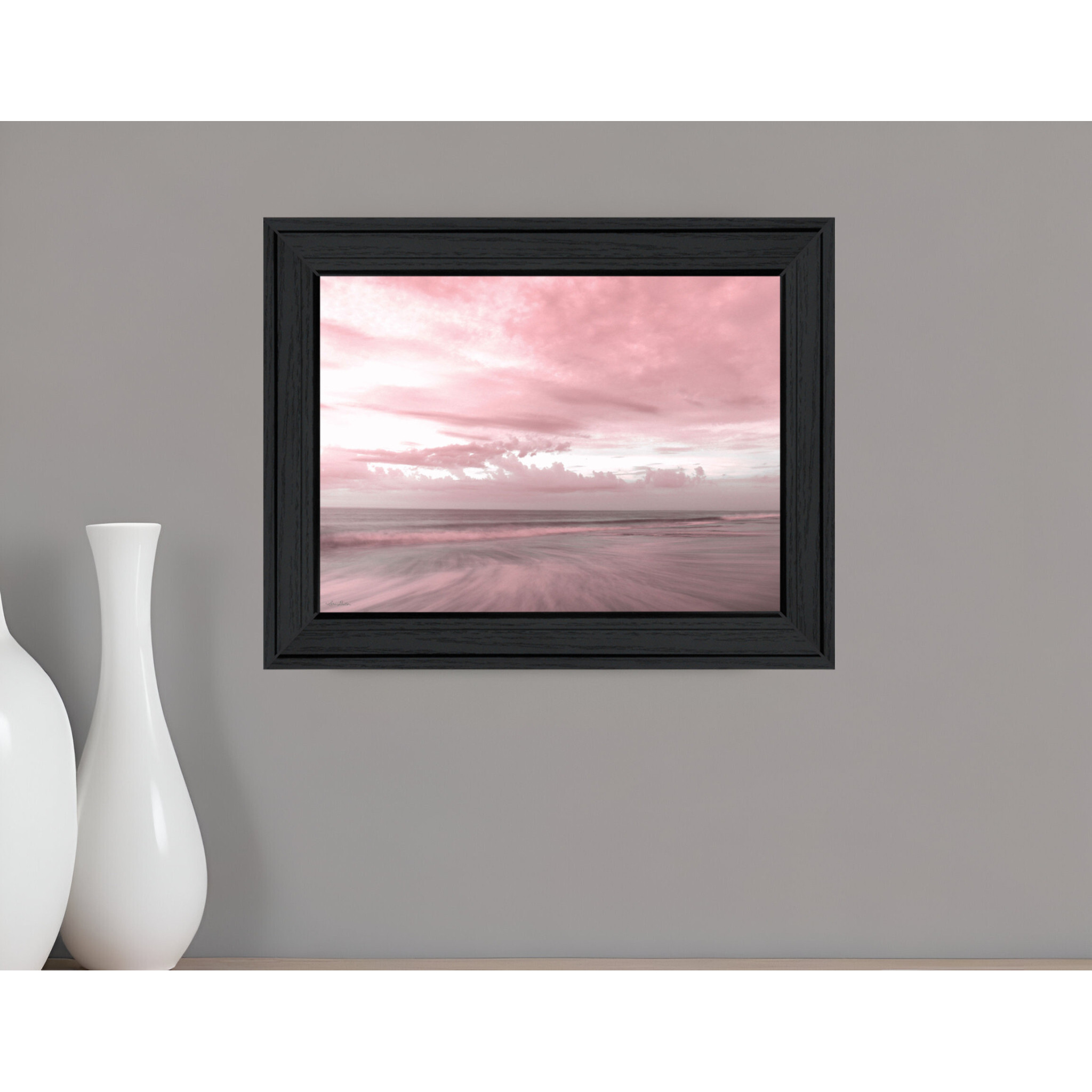 Pink Beach Emotions Black Framed Print Wall Art