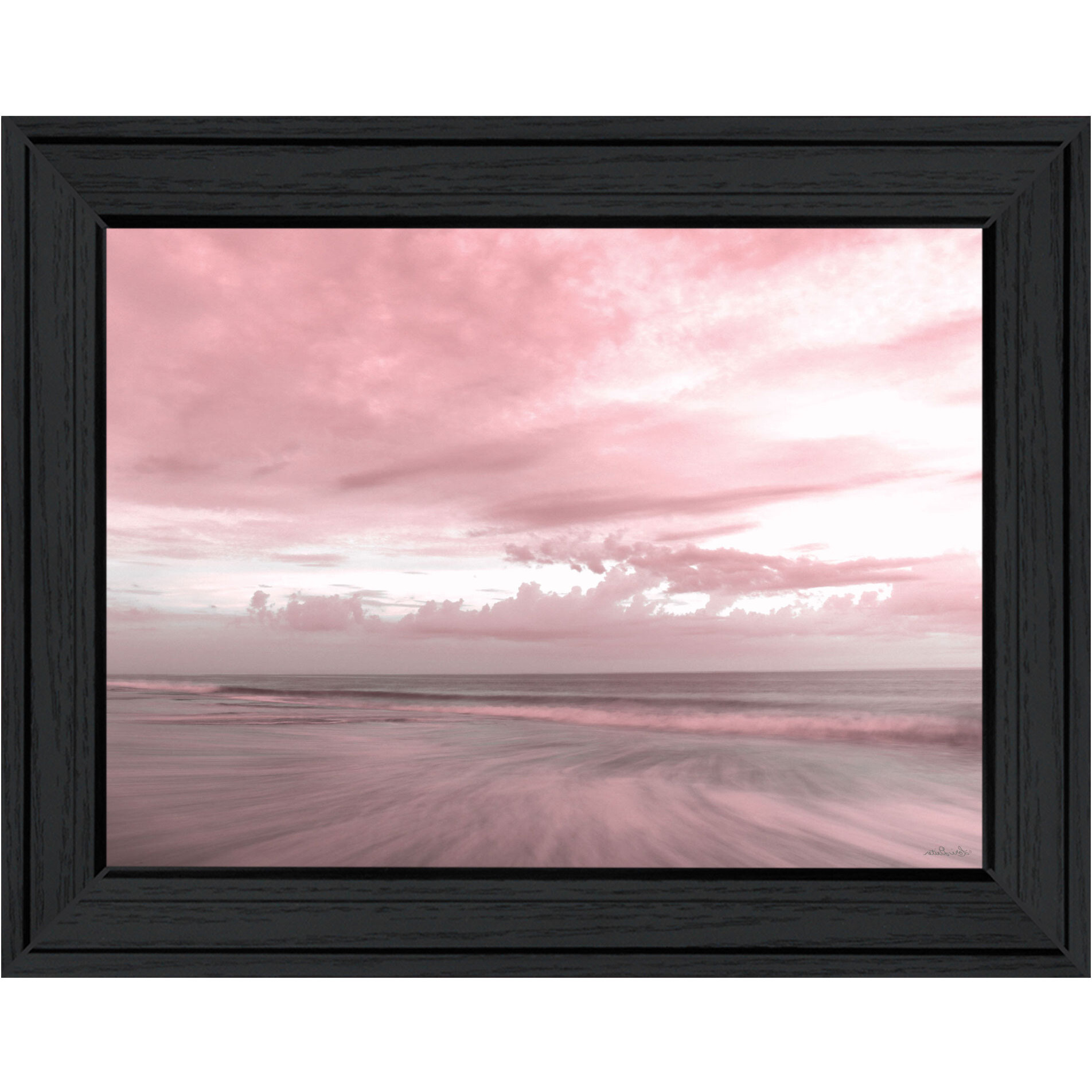 Pink Beach Emotions Black Framed Print Wall Art