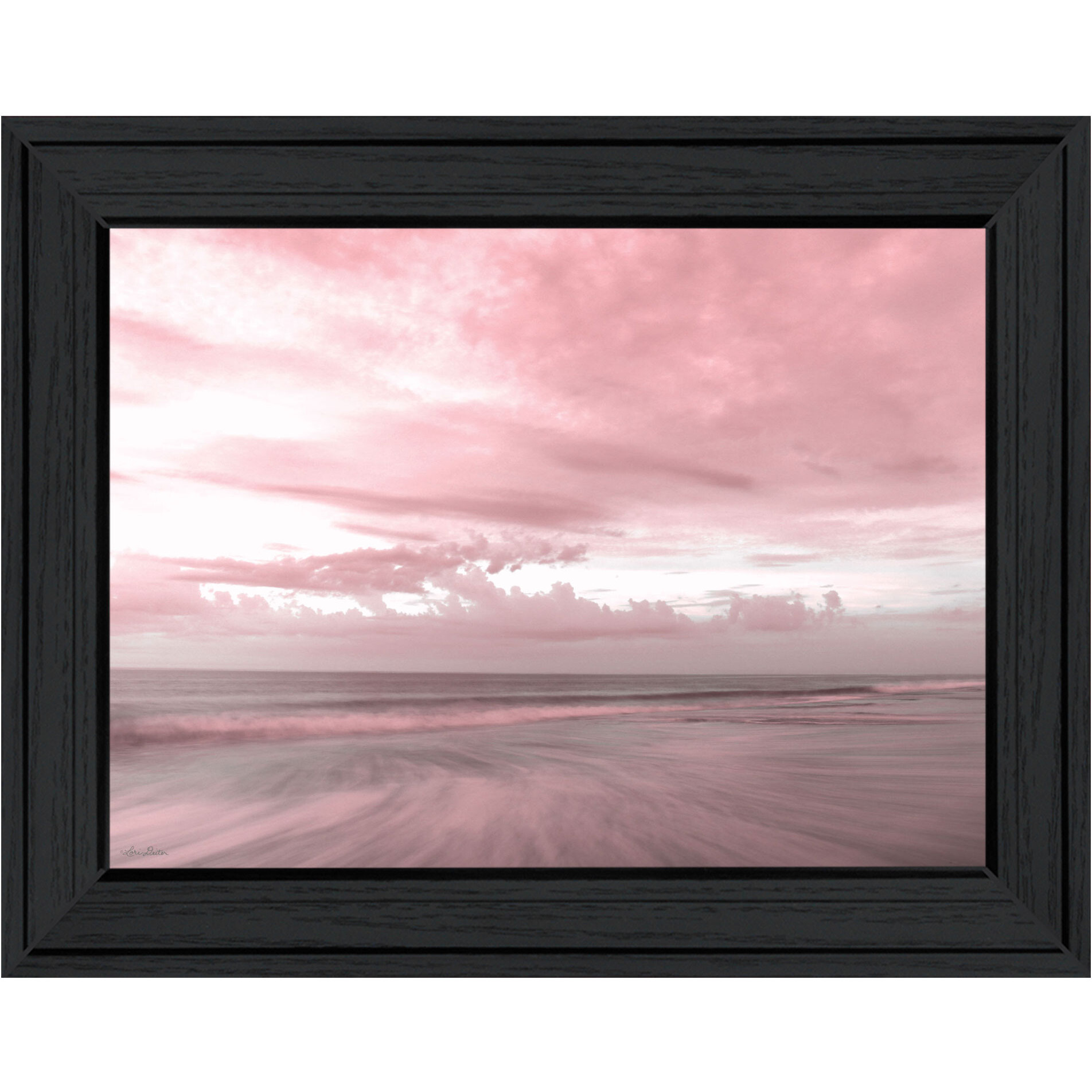 Pink Beach Emotions Black Framed Print Wall Art