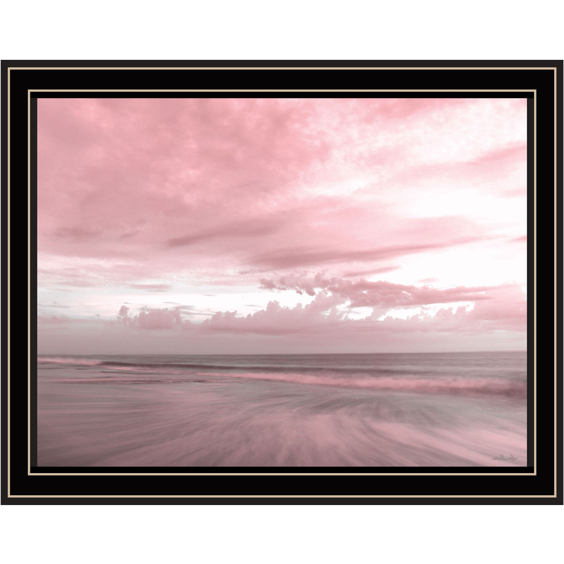 Pink Beach Emotions Black Framed Print Wall Art
