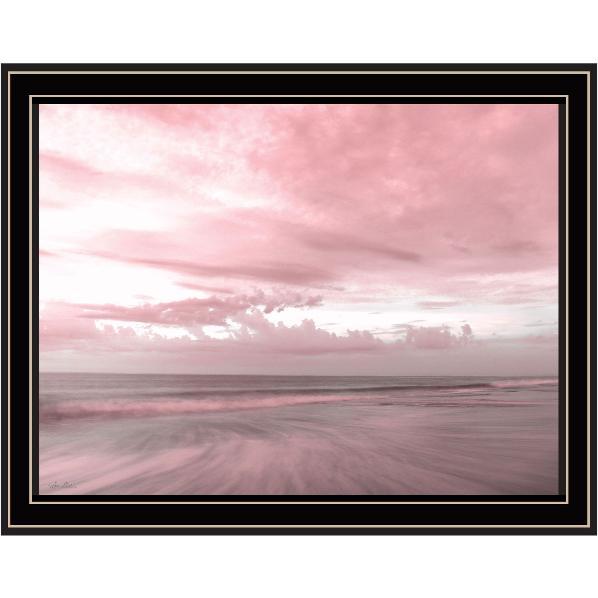 Pink Beach Emotions Black Framed Print Wall Art