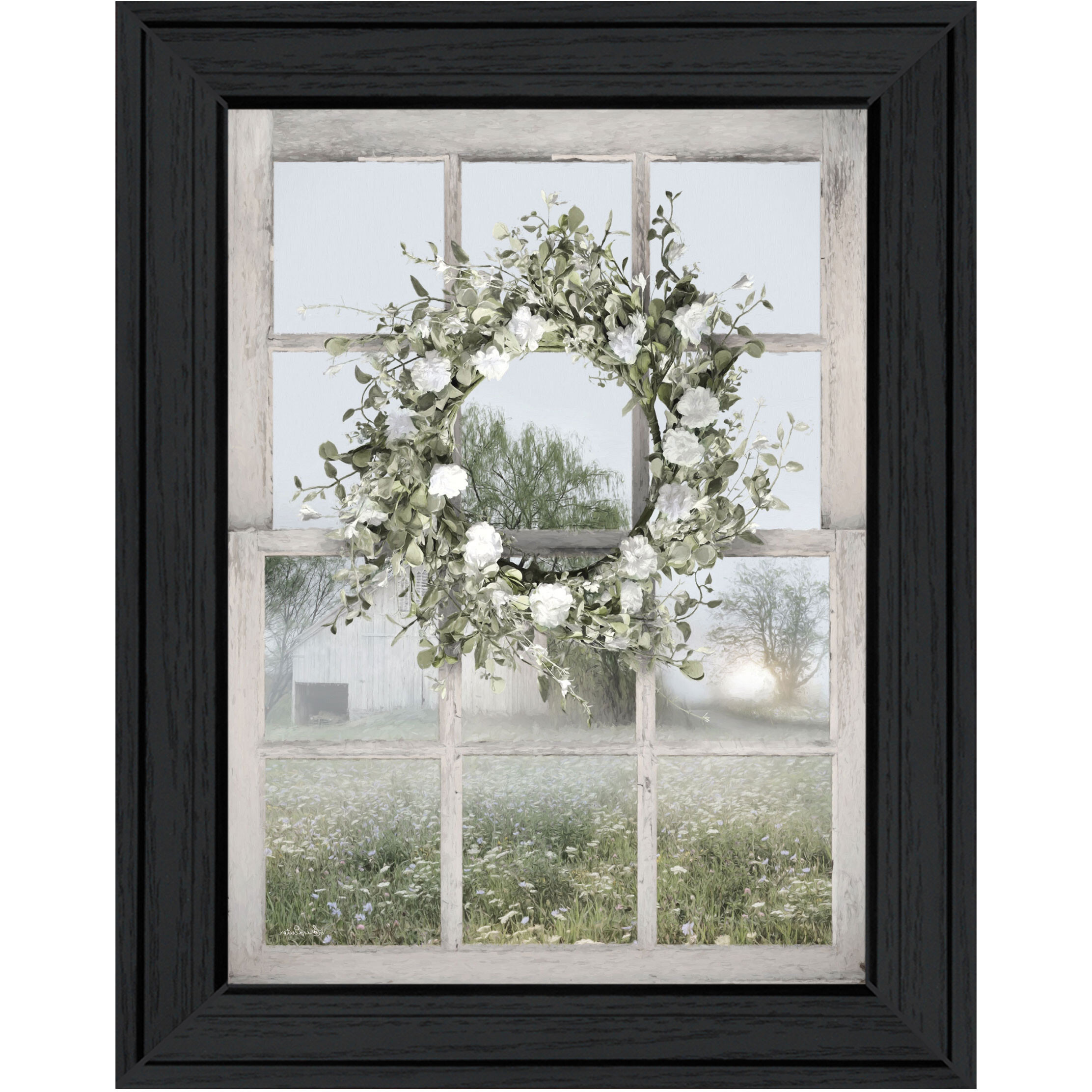 Spring Farm View Black Framed Print Wall Art