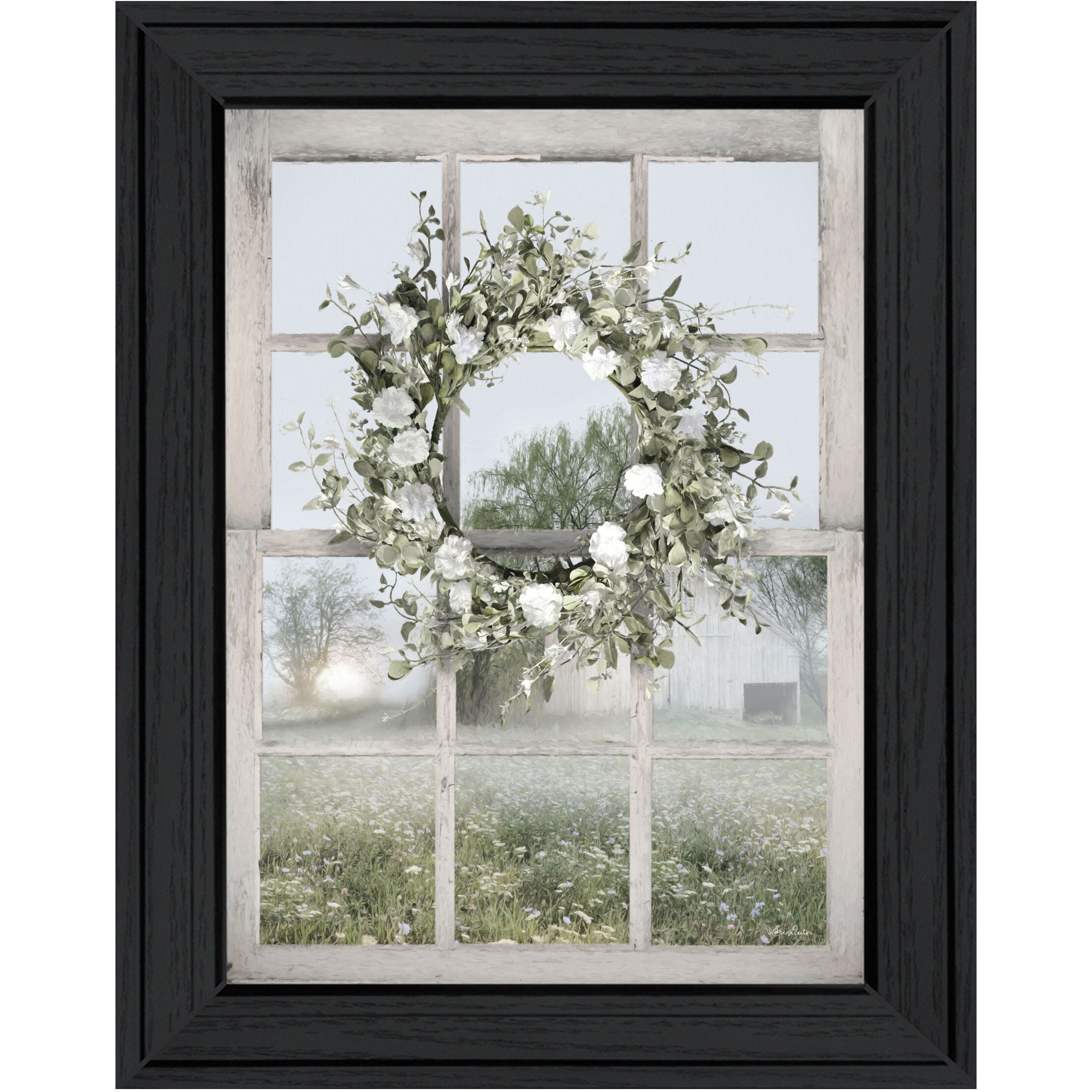 Spring Farm View Black Framed Print Wall Art