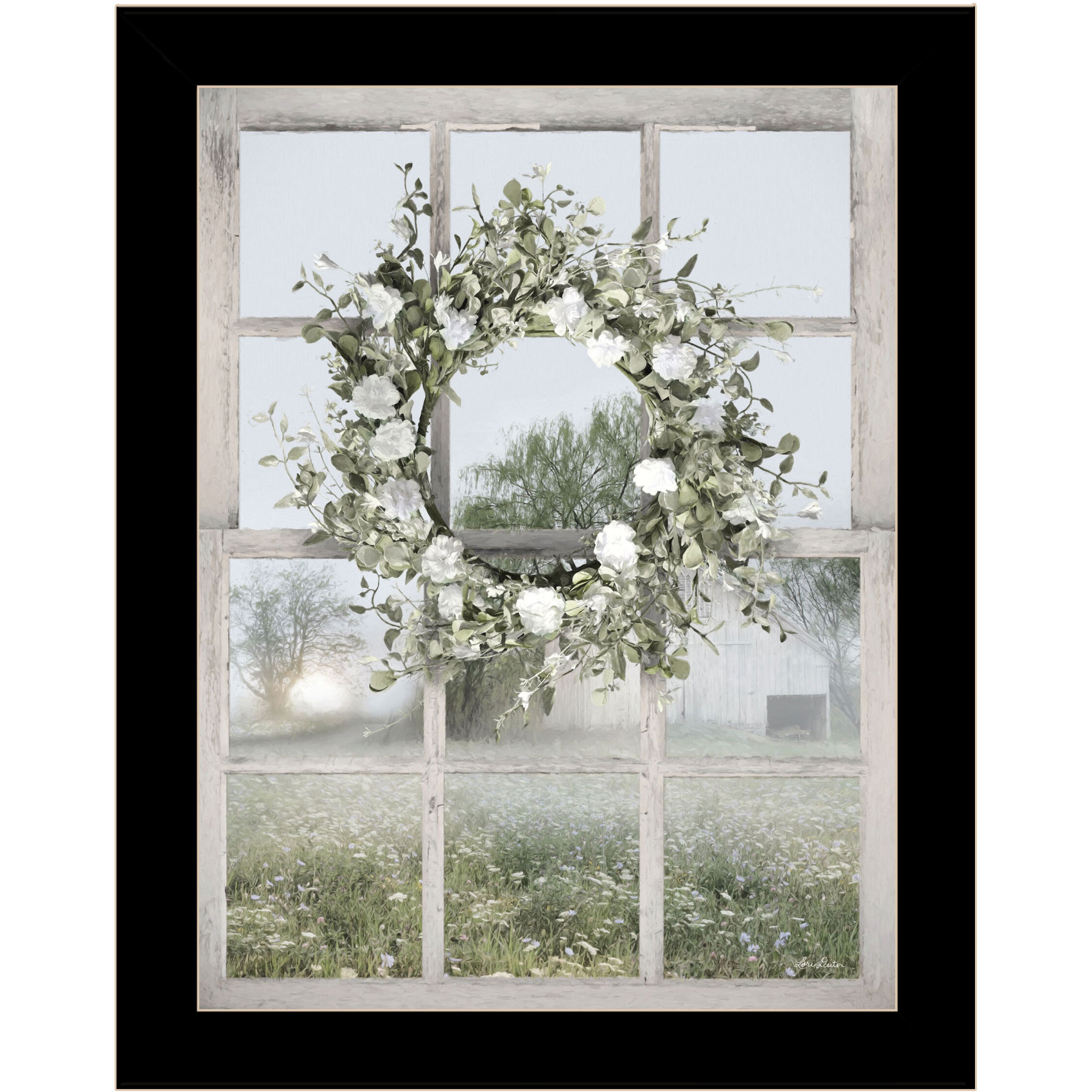 Spring Farm View Black Framed Print Wall Art