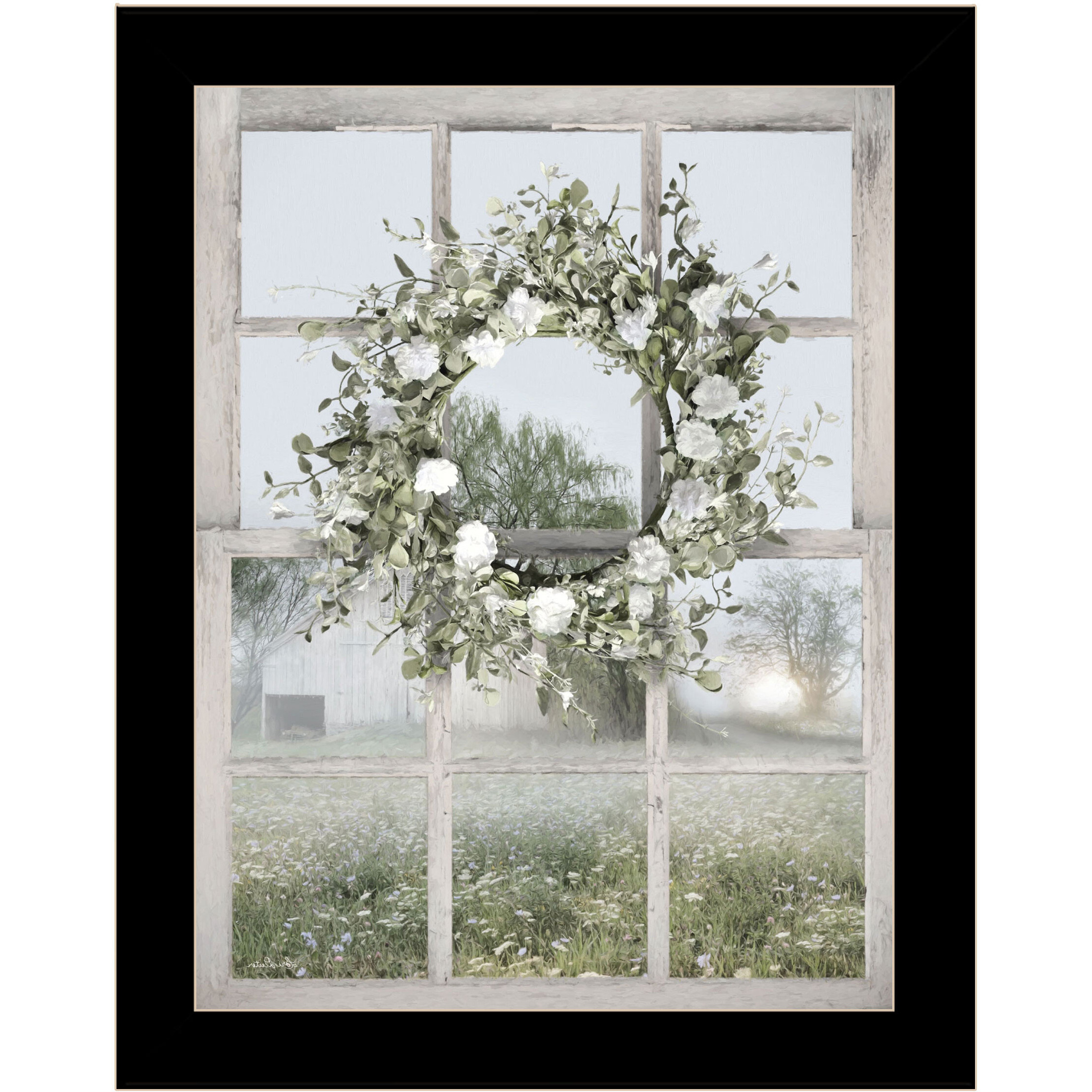 Spring Farm View Black Framed Print Wall Art