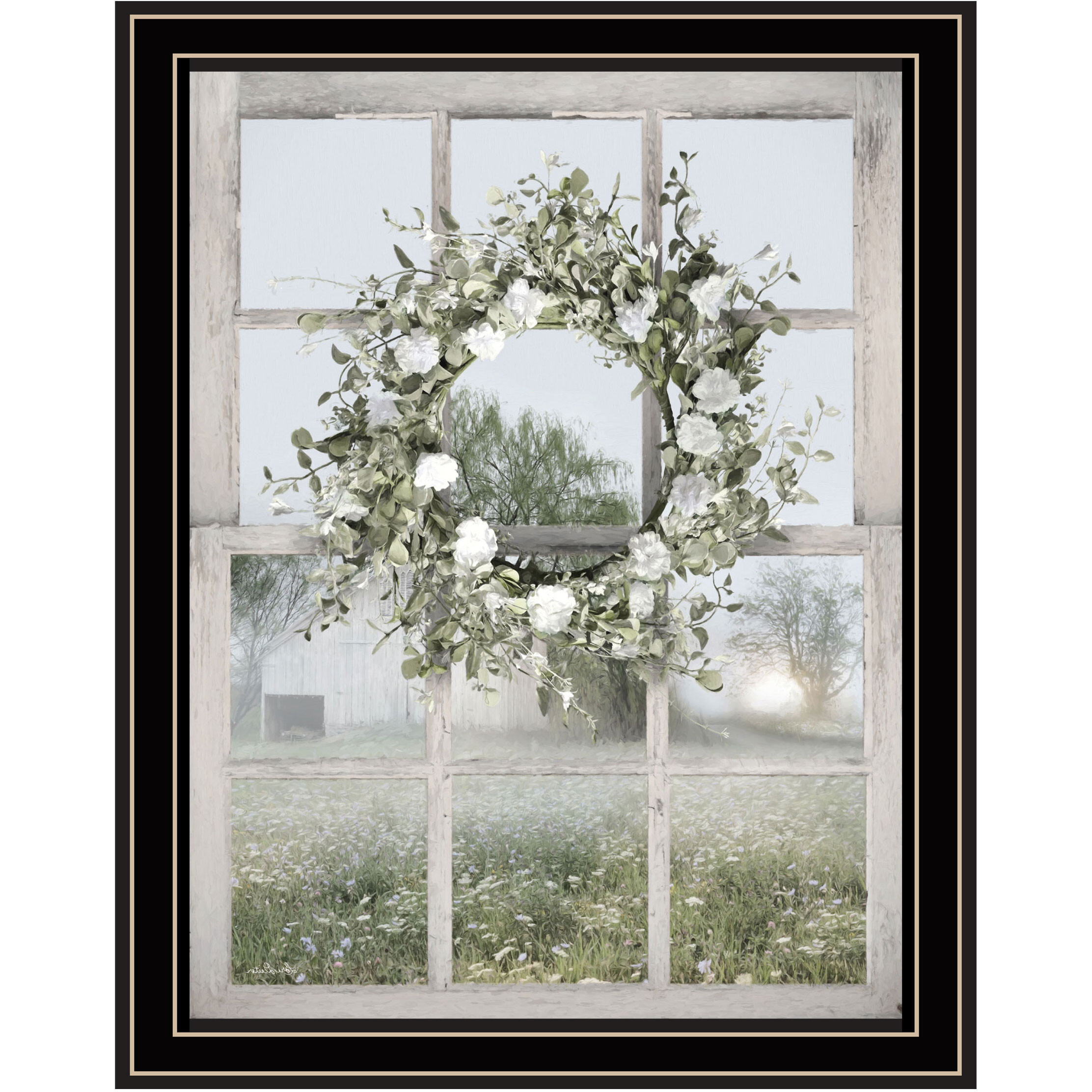 Spring Farm View Black Framed Print Wall Art