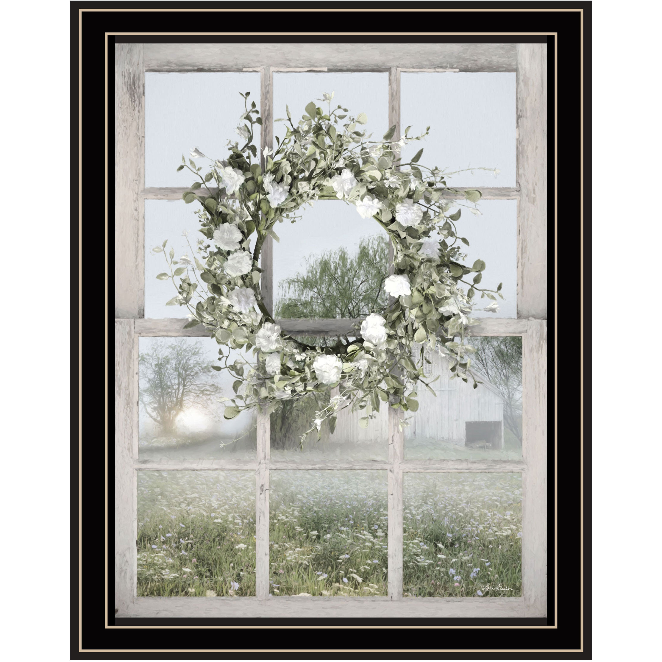 Spring Farm View Black Framed Print Wall Art