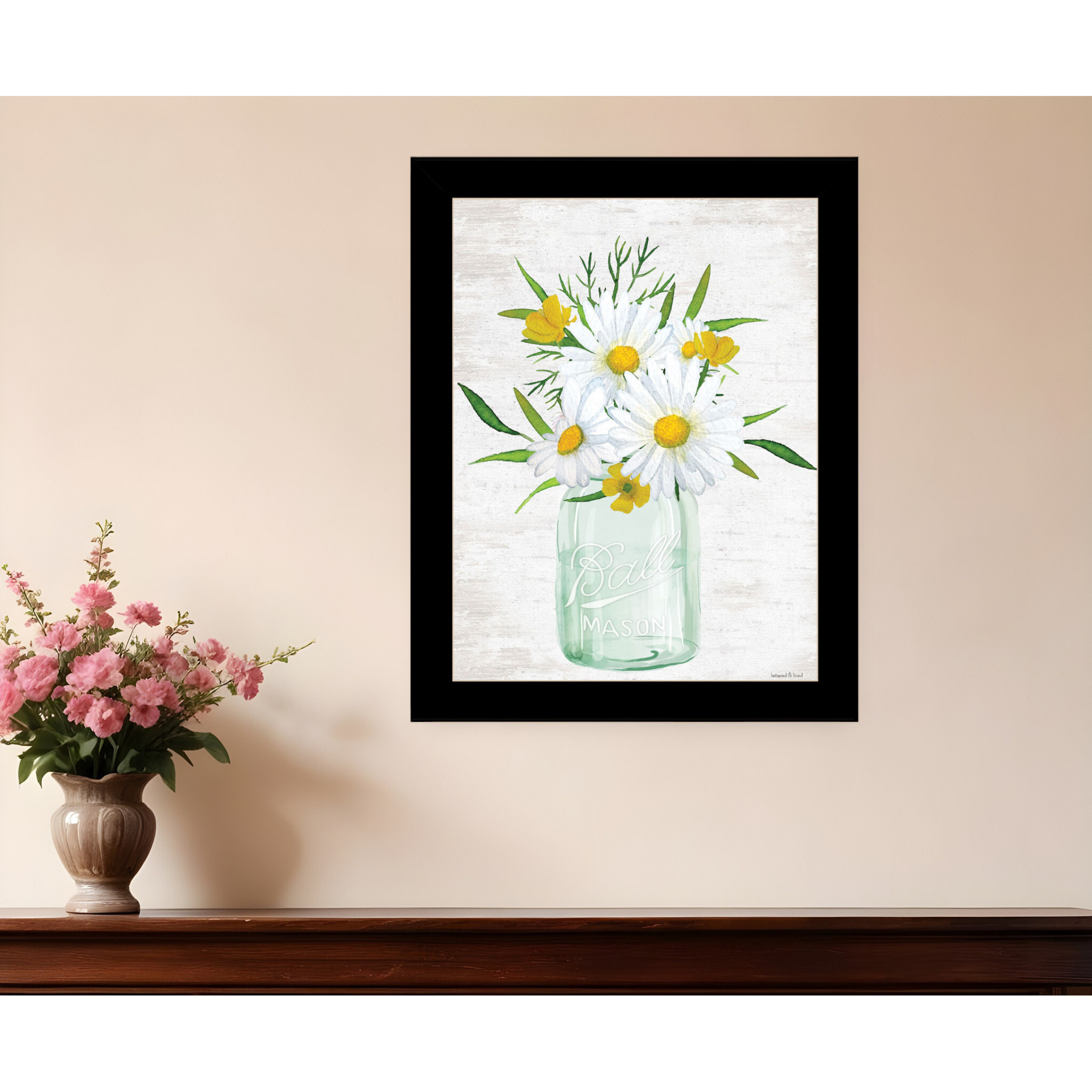 Floral Bouquet Black Framed Print Wall Art