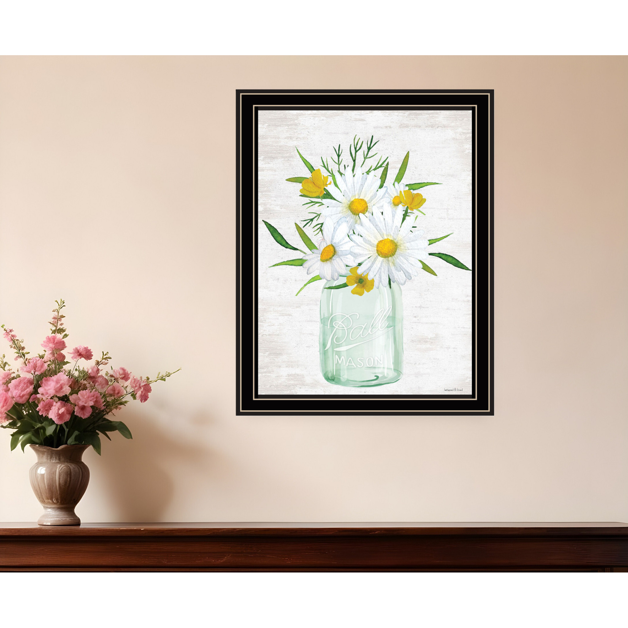 Floral Bouquet Black Framed Print Wall Art