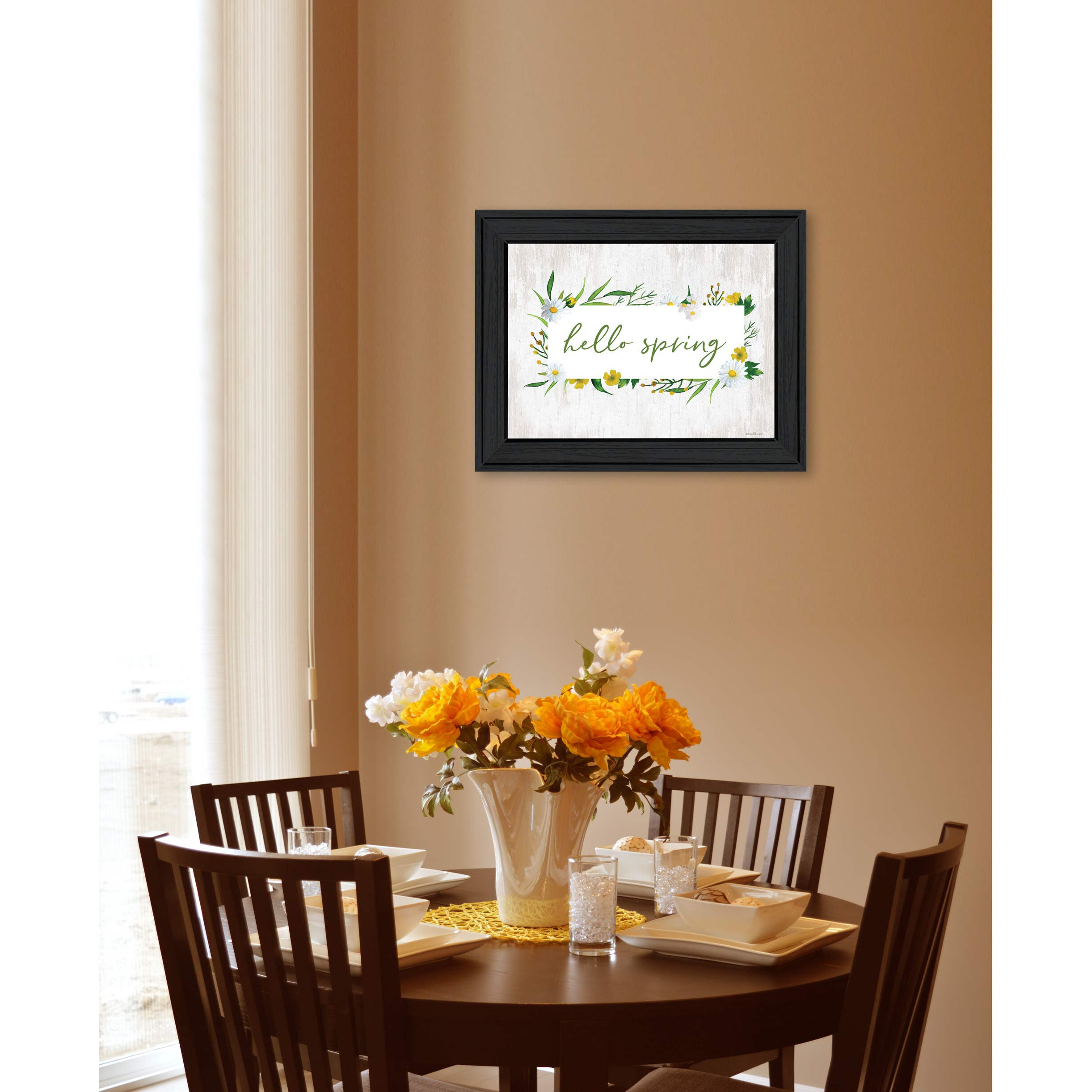 Hello Spring Black Framed Print Wall Art