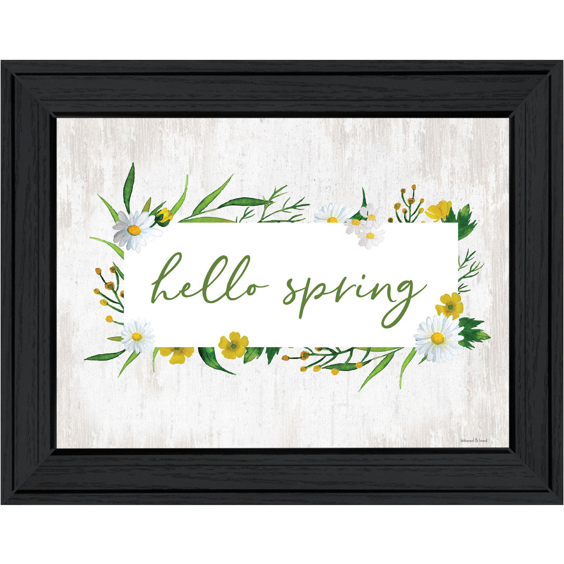 Hello Spring Black Framed Print Wall Art