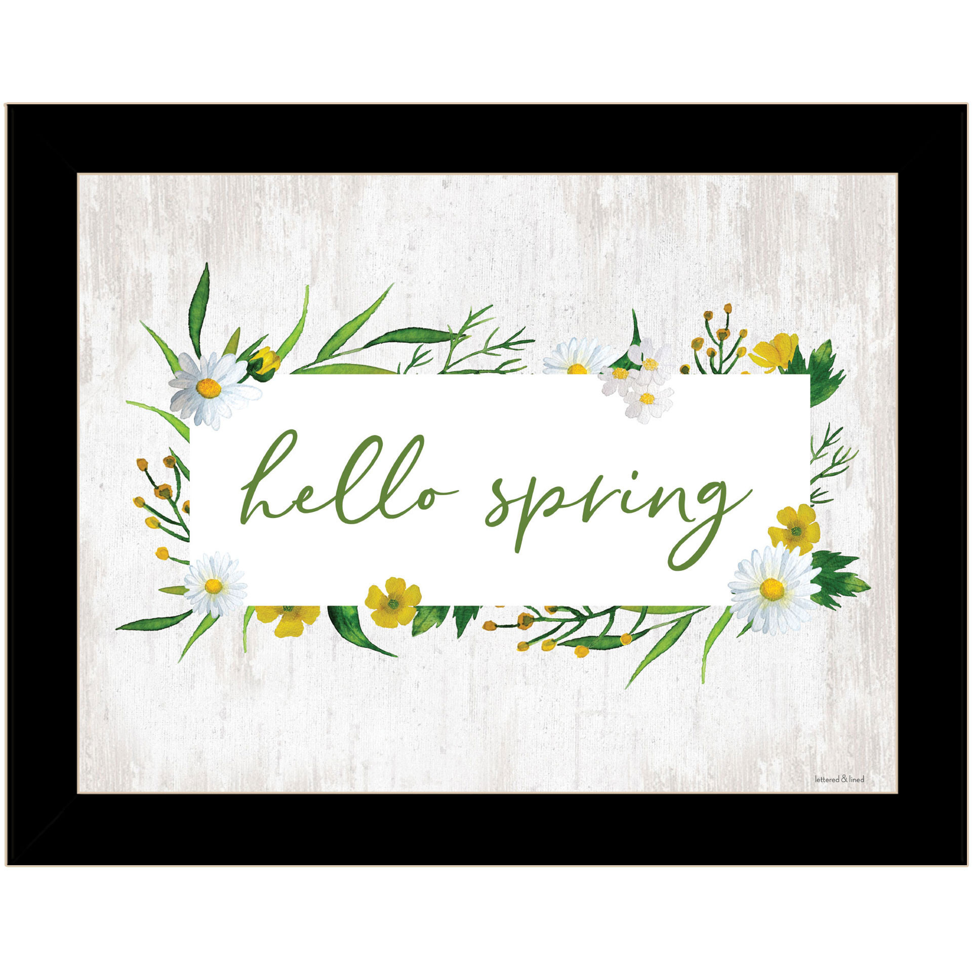 Hello Spring Black Framed Print Wall Art