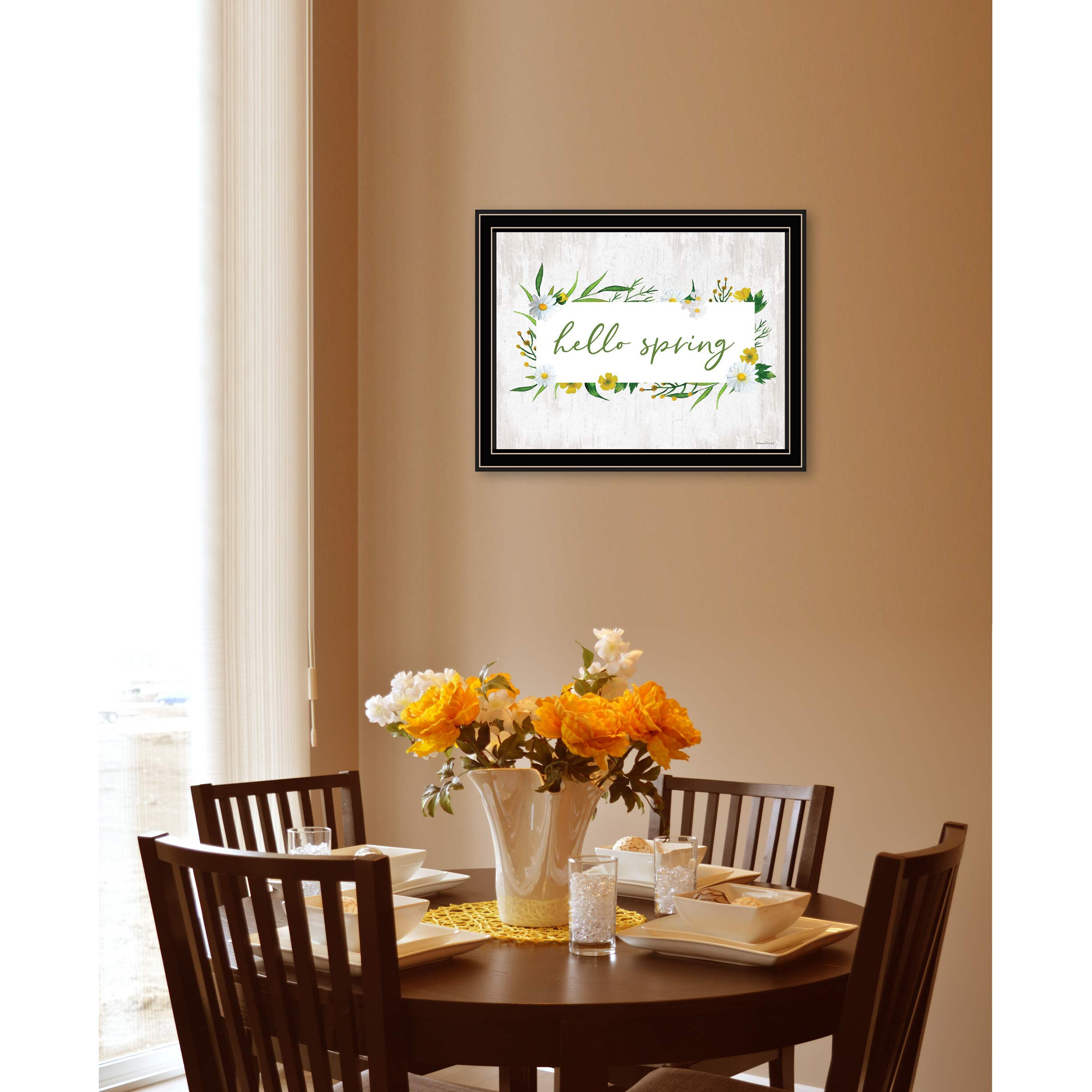 Hello Spring Black Framed Print Wall Art