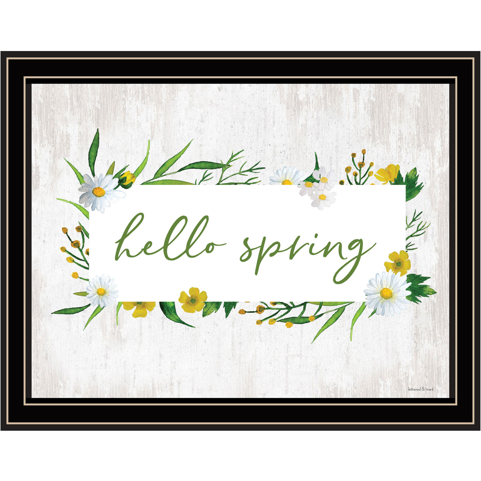 Hello Spring Black Framed Print Wall Art