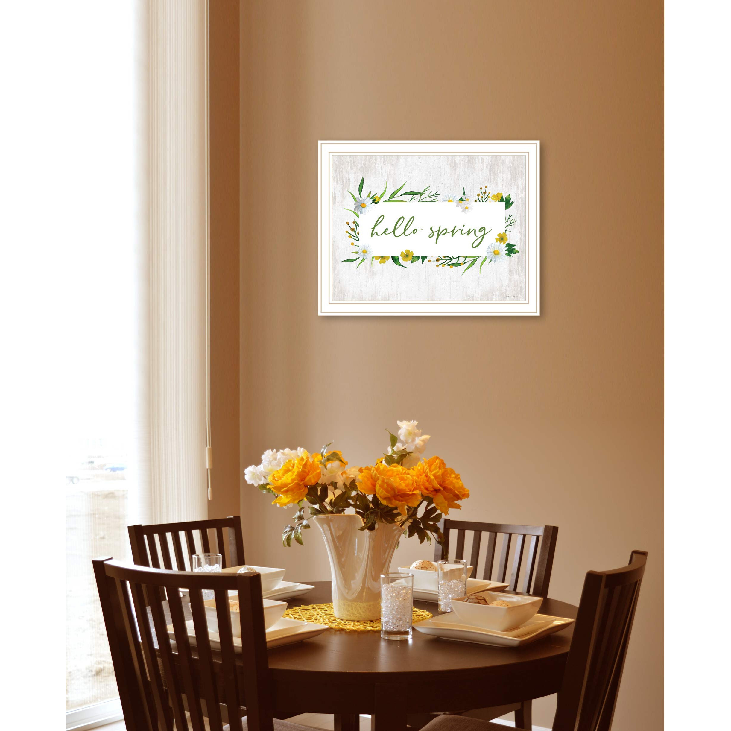 Hello Spring White Framed Print Wall Art