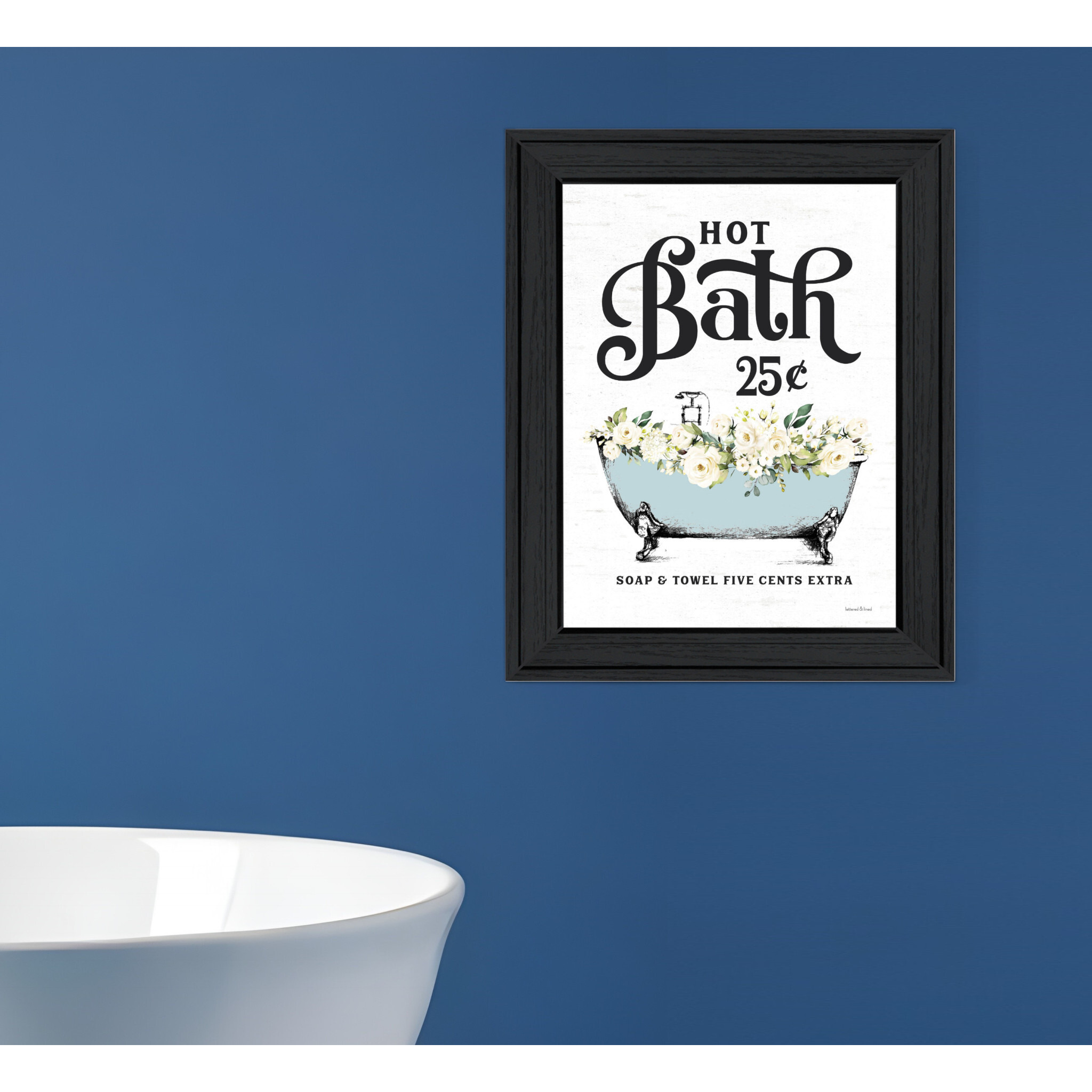 Hot Bath Black Framed Print Bathroom Wall Art