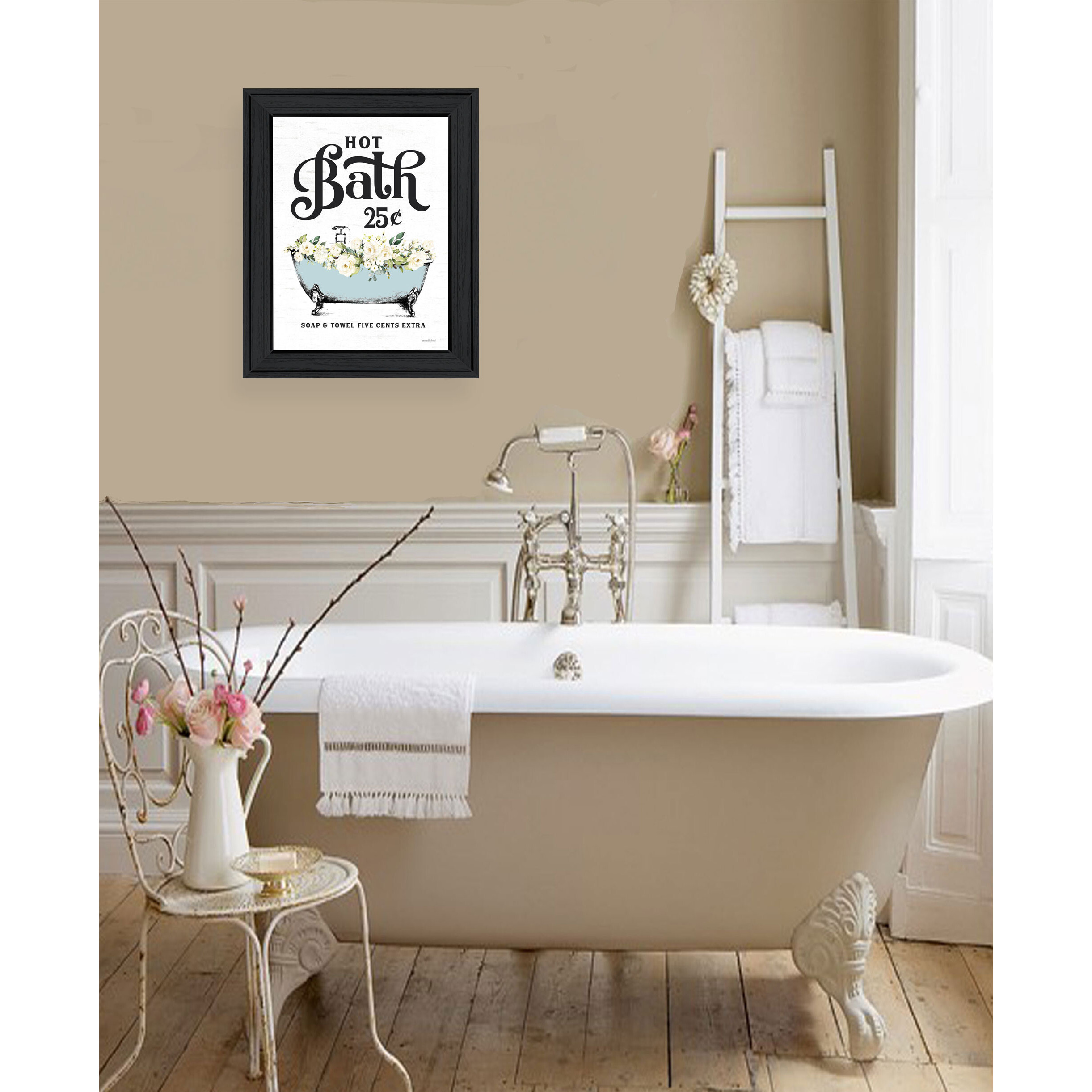 Hot Bath Black Framed Print Bathroom Wall Art