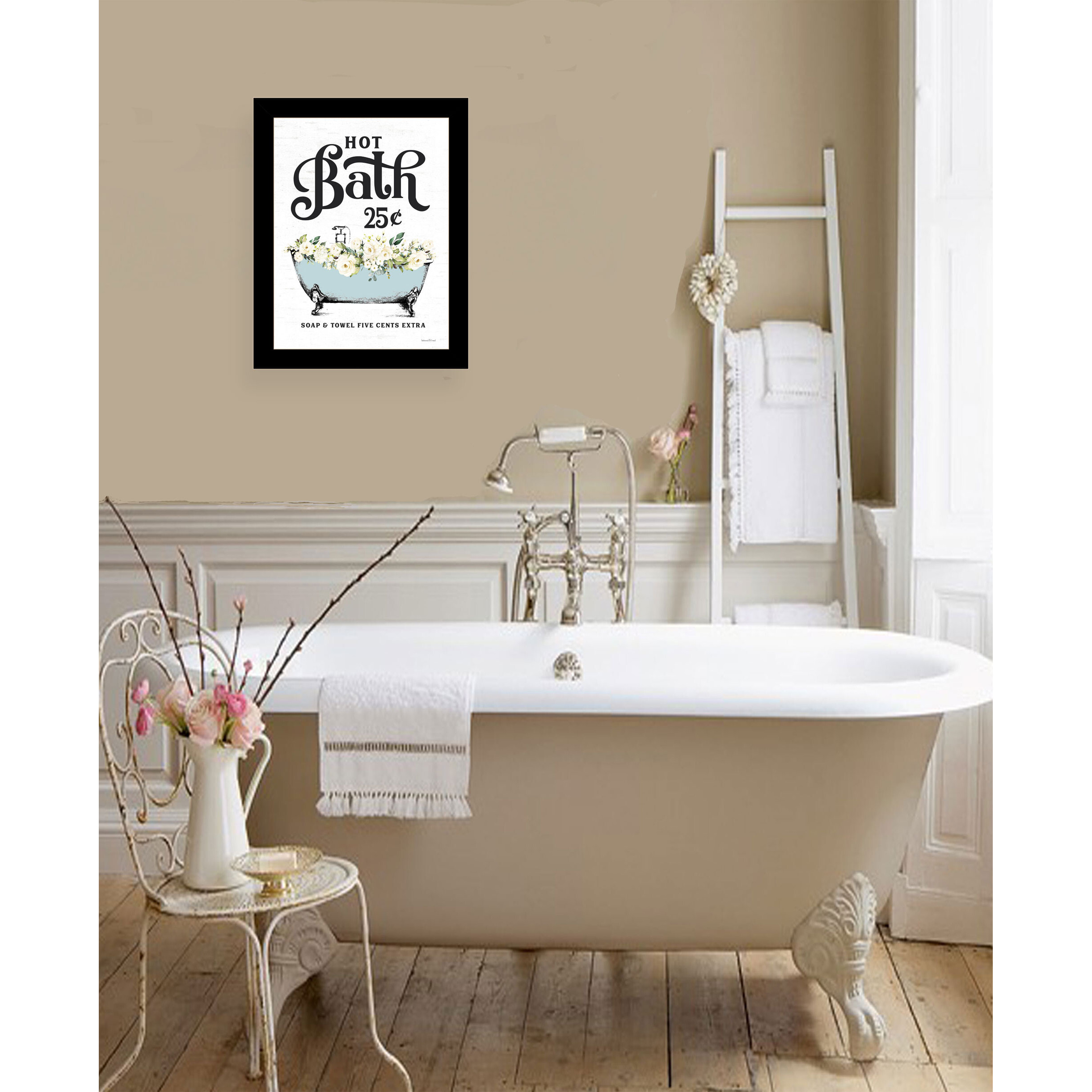 Hot Bath Black Framed Print Bathroom Wall Art