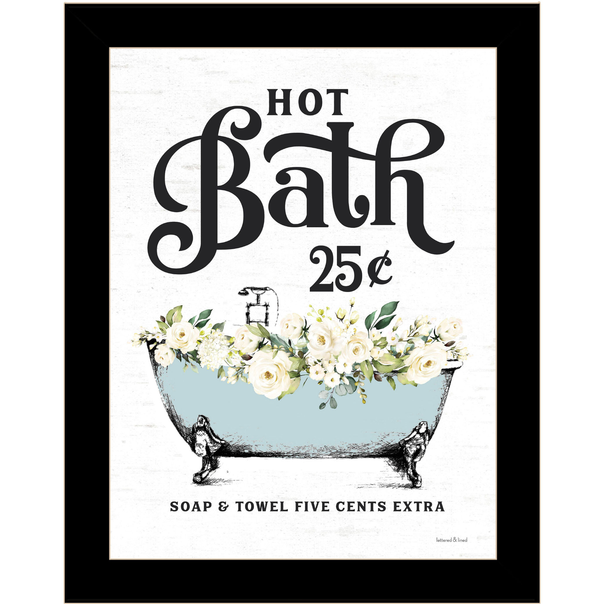 Hot Bath Black Framed Print Bathroom Wall Art