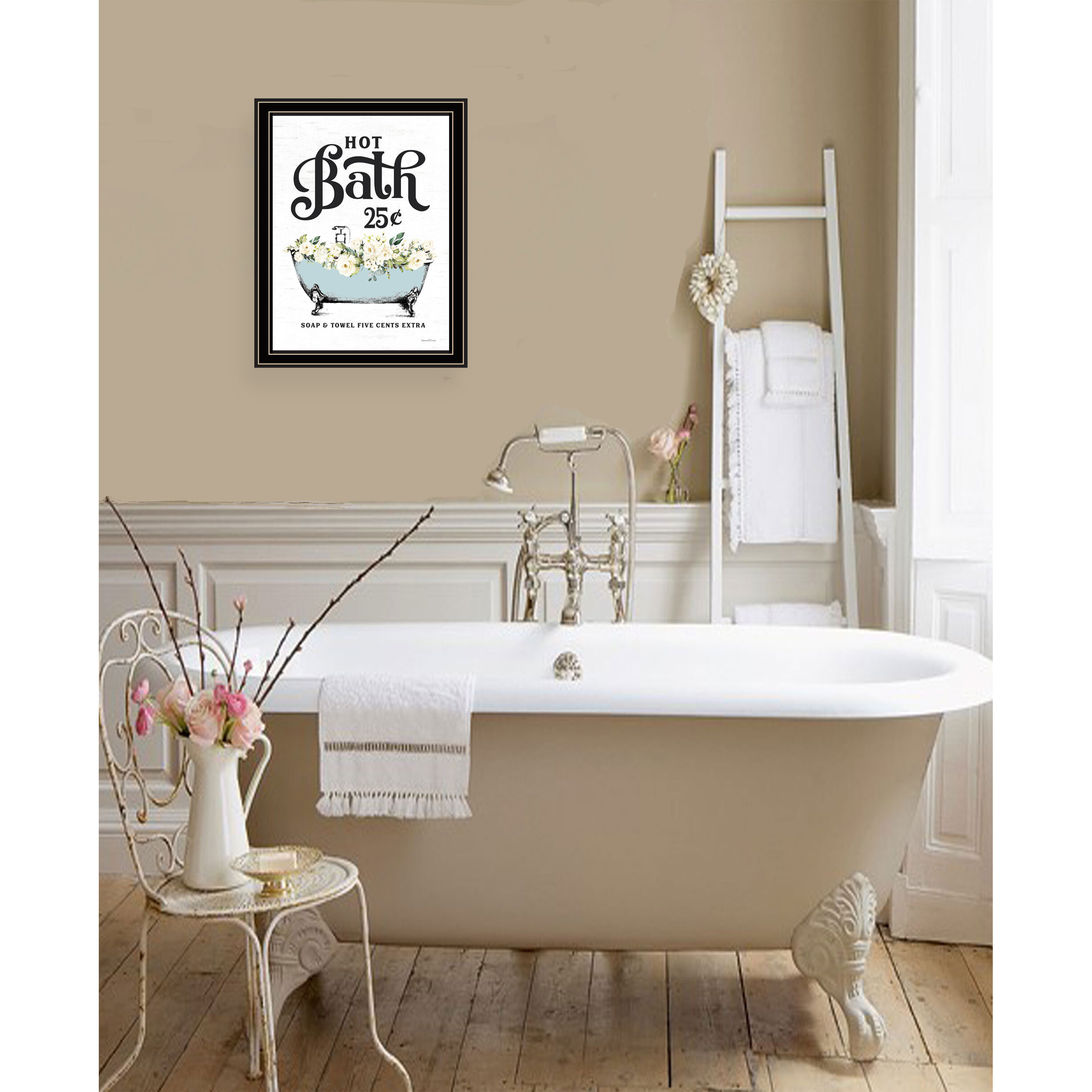 Hot Bath Black Framed Print Bathroom Wall Art