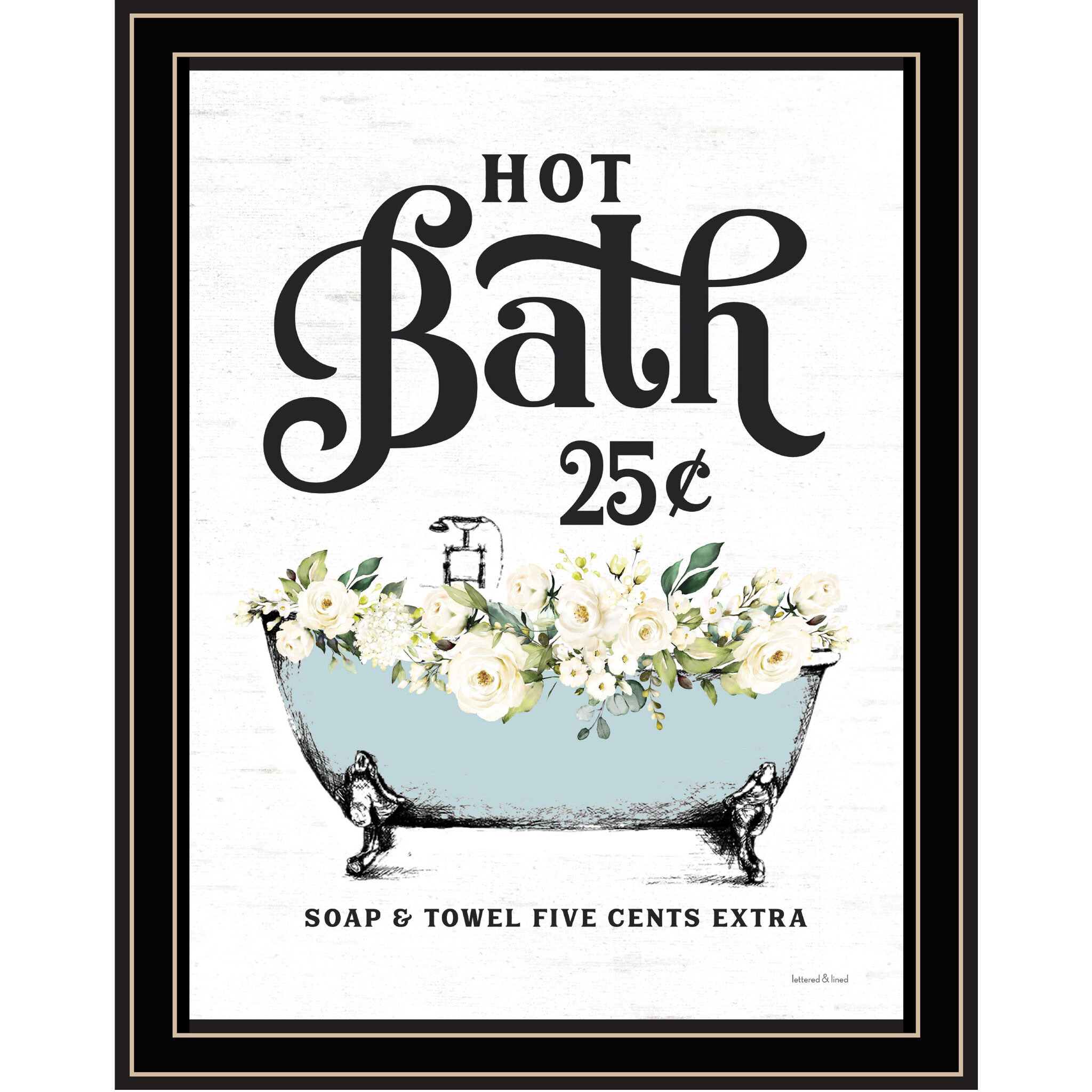 Hot Bath Black Framed Print Bathroom Wall Art