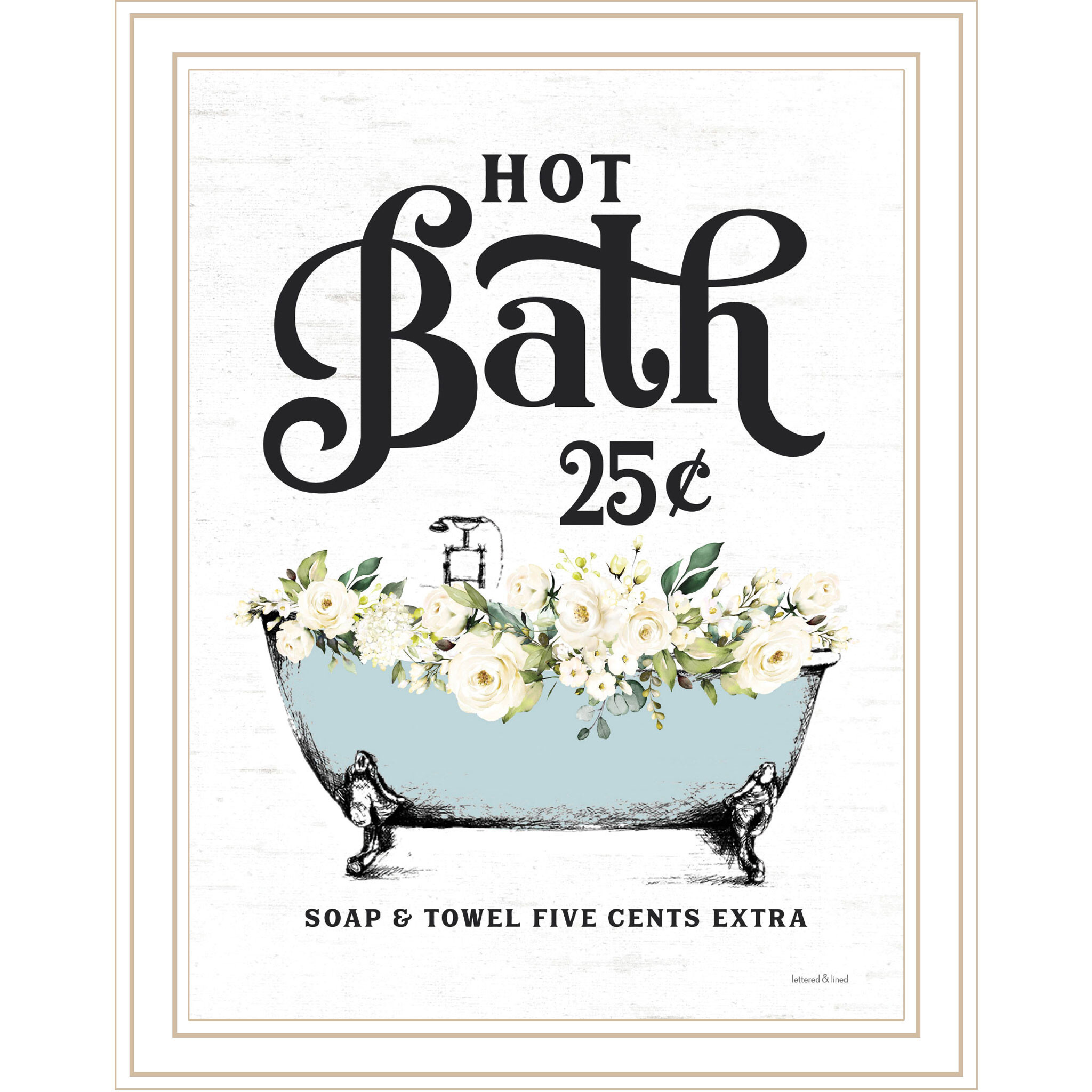 Hot Bath White Framed Print Bathroom Wall Art