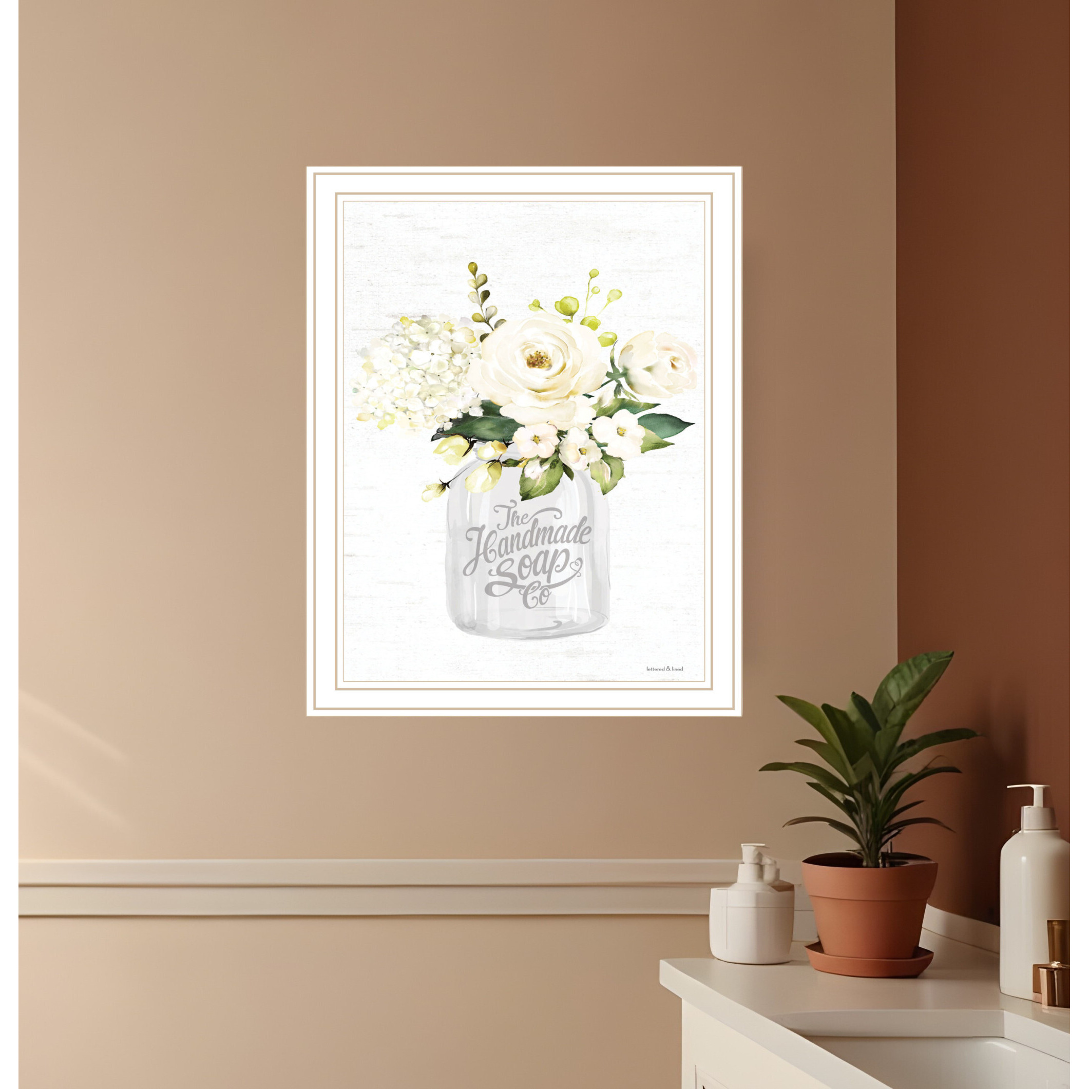 Bathroom Flower Ja White Framed Print Bathroom Wall Art