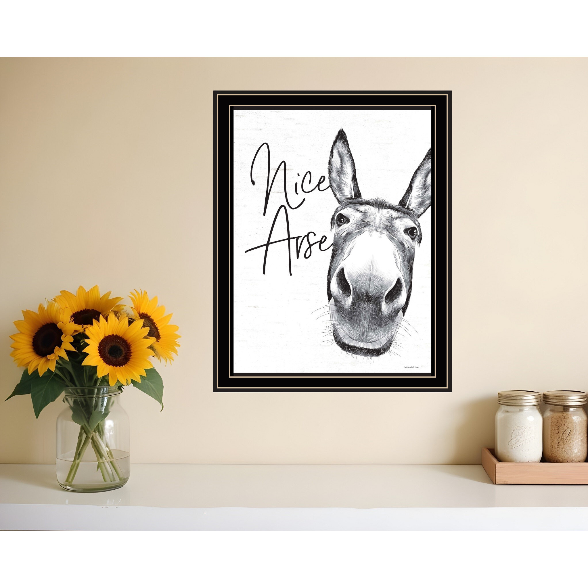 Nice Arse Black Framed Print Bathroom Wall Art