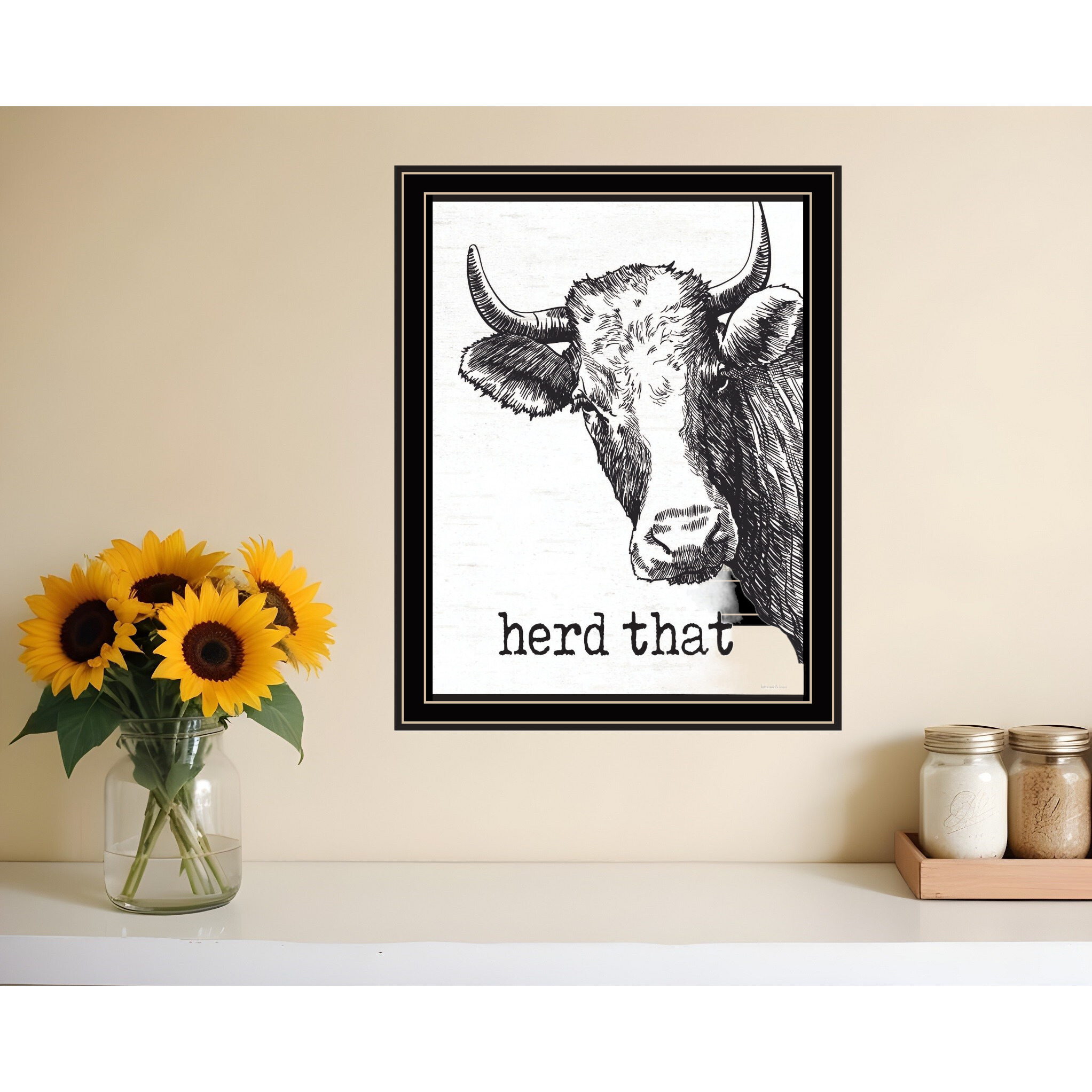 Herd That Black Framed Print Bathroom Wall Art