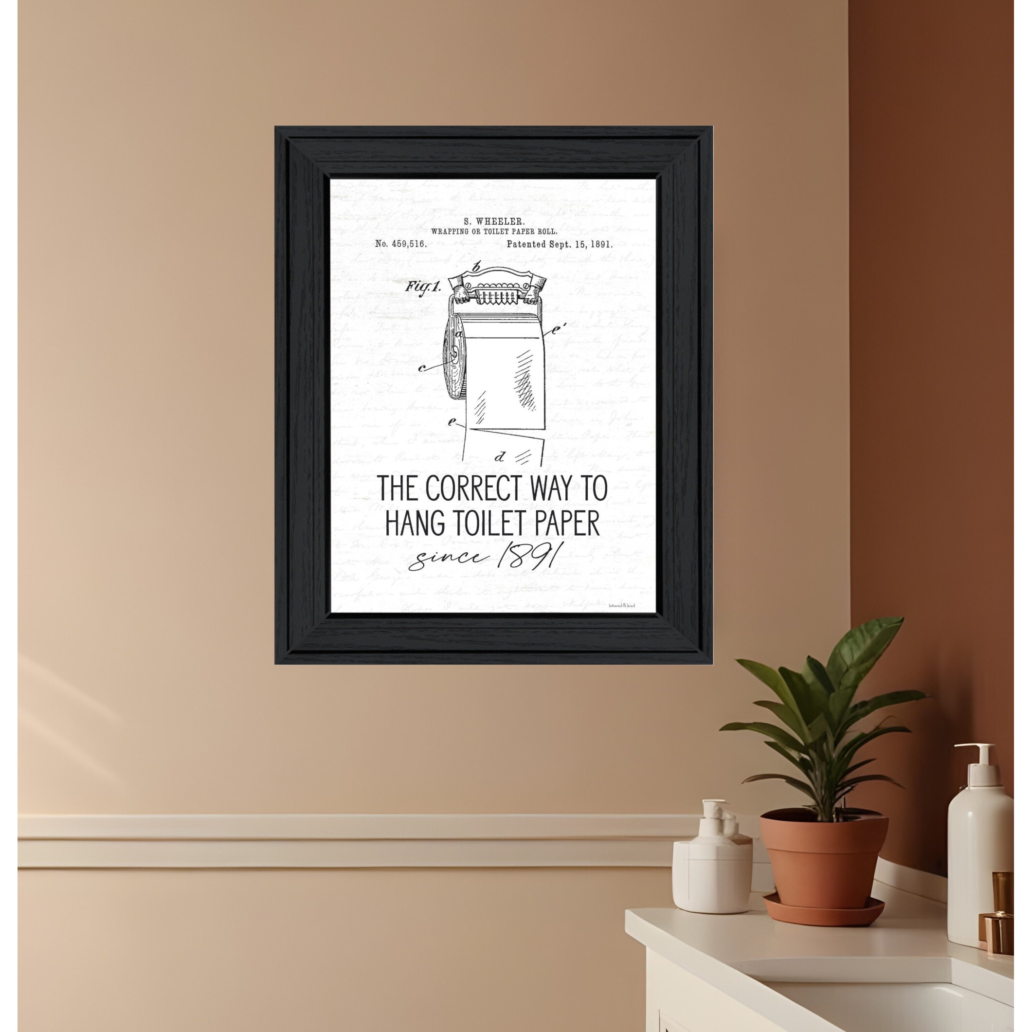 Correct Way to Hang Toilet Paper Black Framed Print Bathroom Wall Art