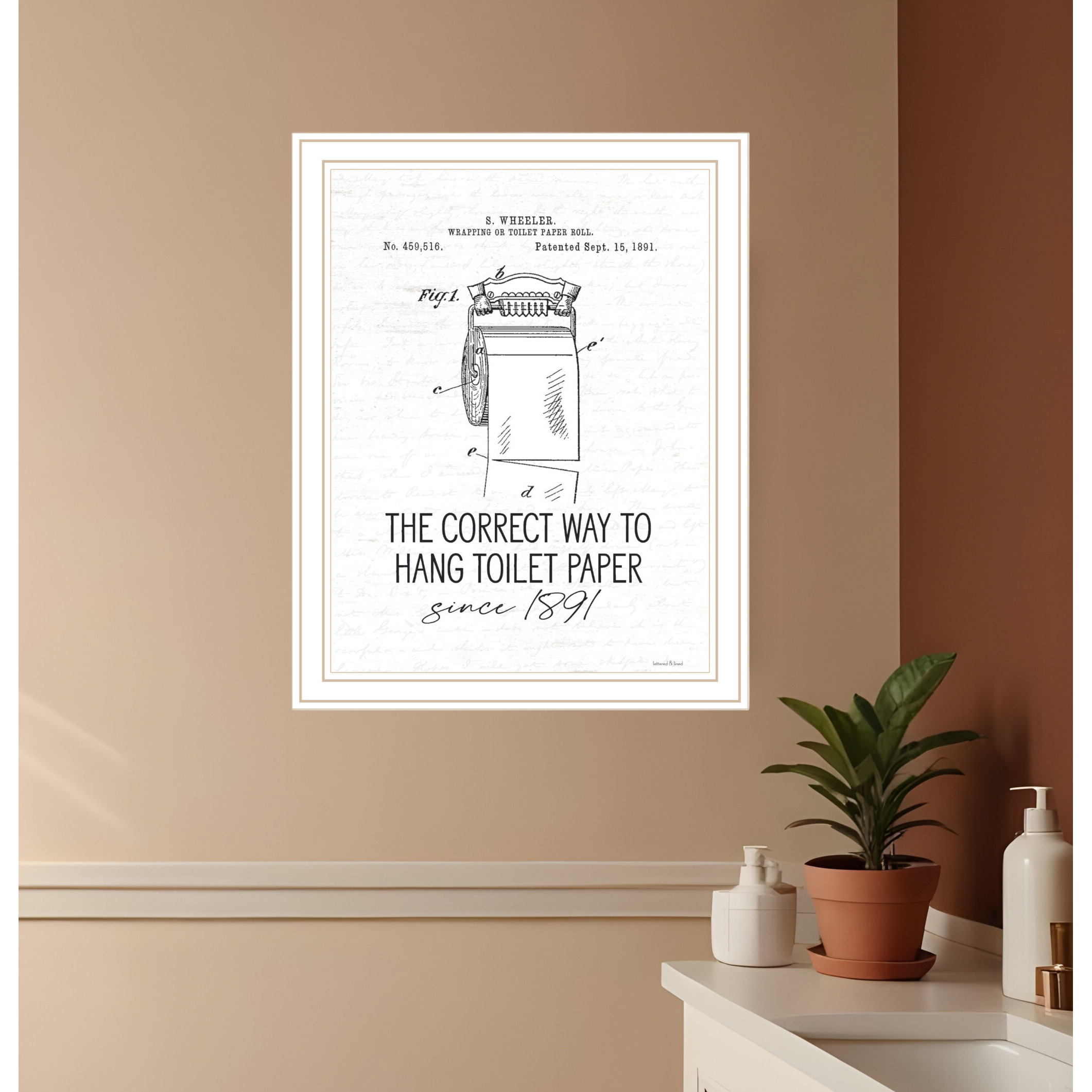 Correct Way to Hang Toilet Paper White Framed Print Bathroom Wall Art