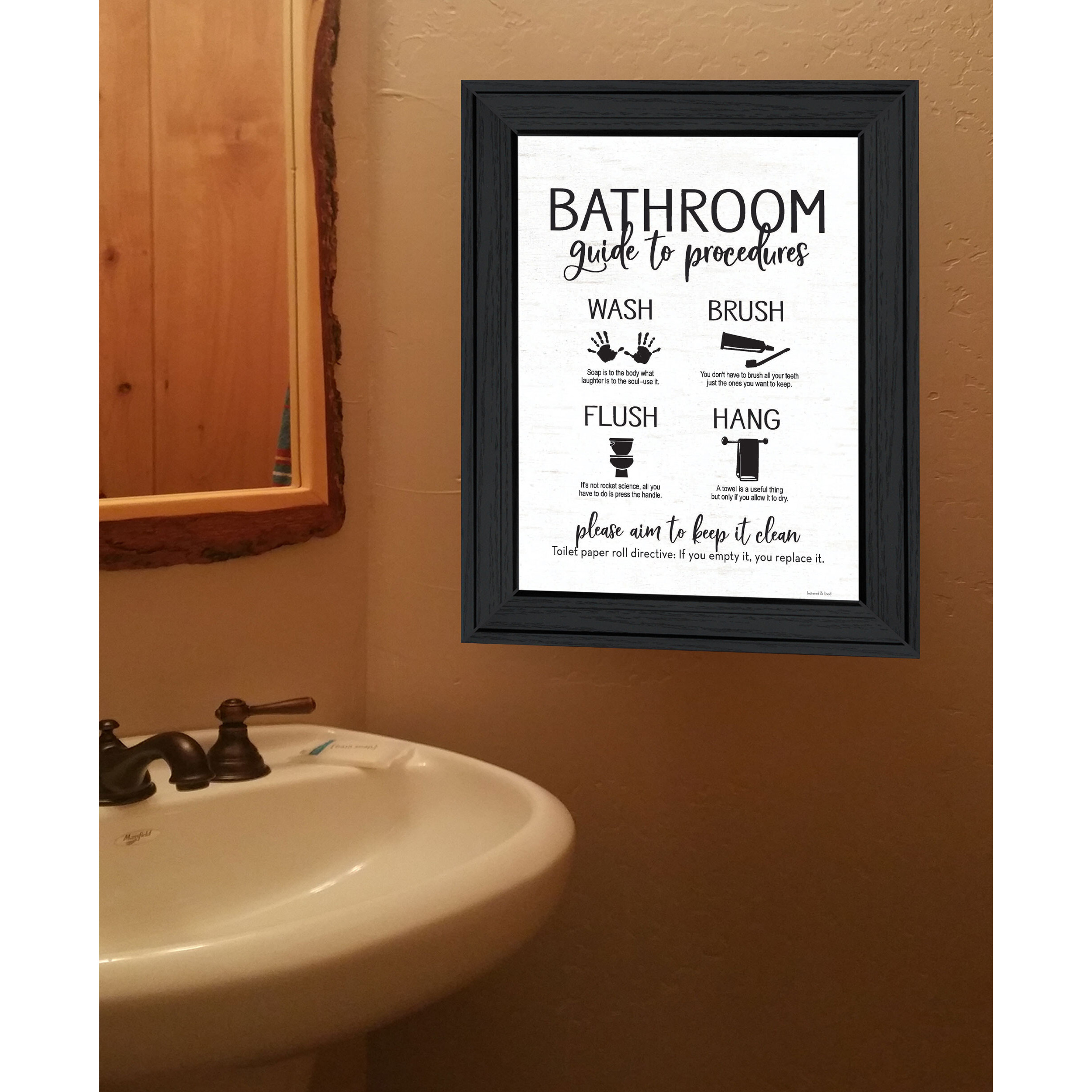 Bathroom Guide Black Framed Print Bathroom Wall Art