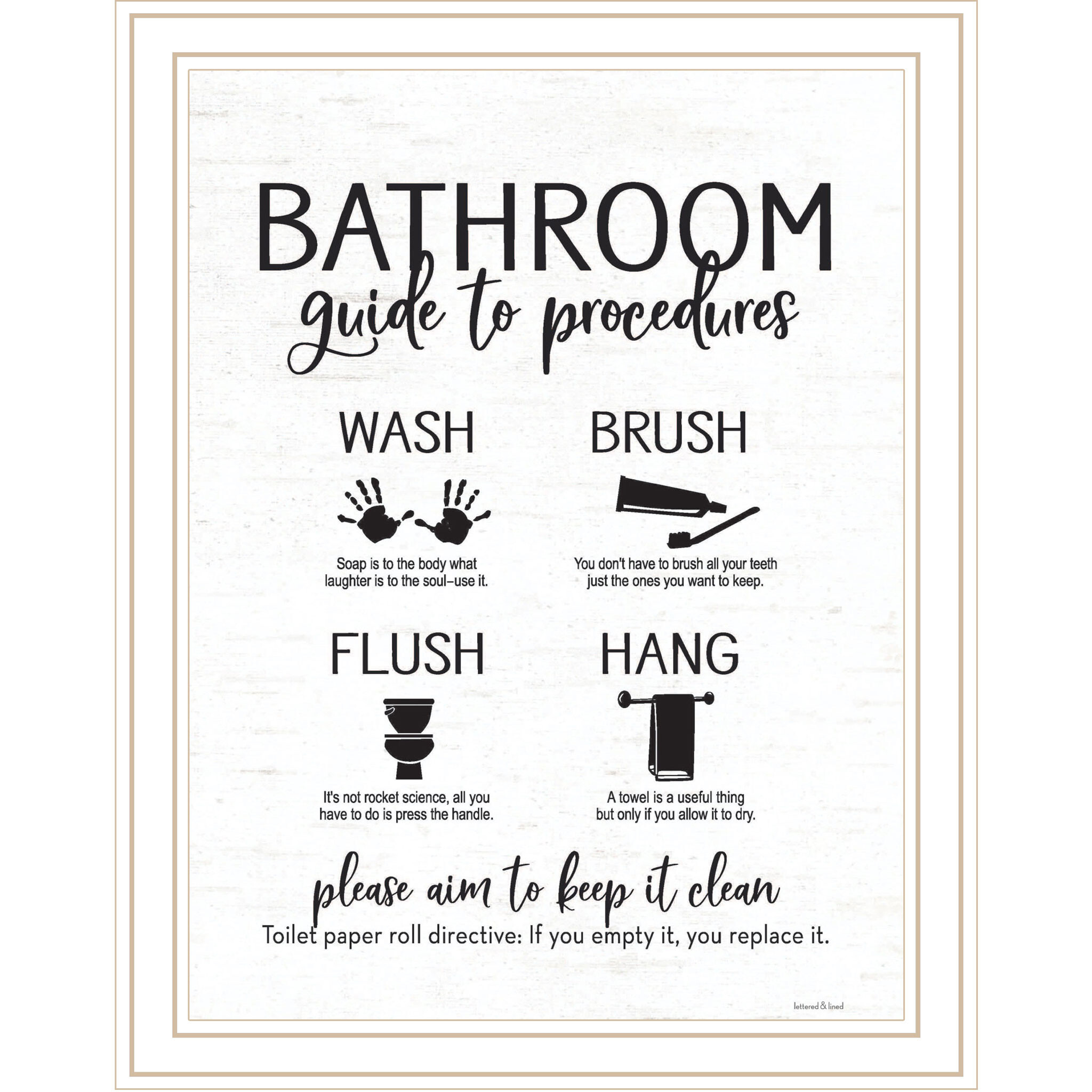 Bathroom Guide White Framed Print Bathroom Wall Art