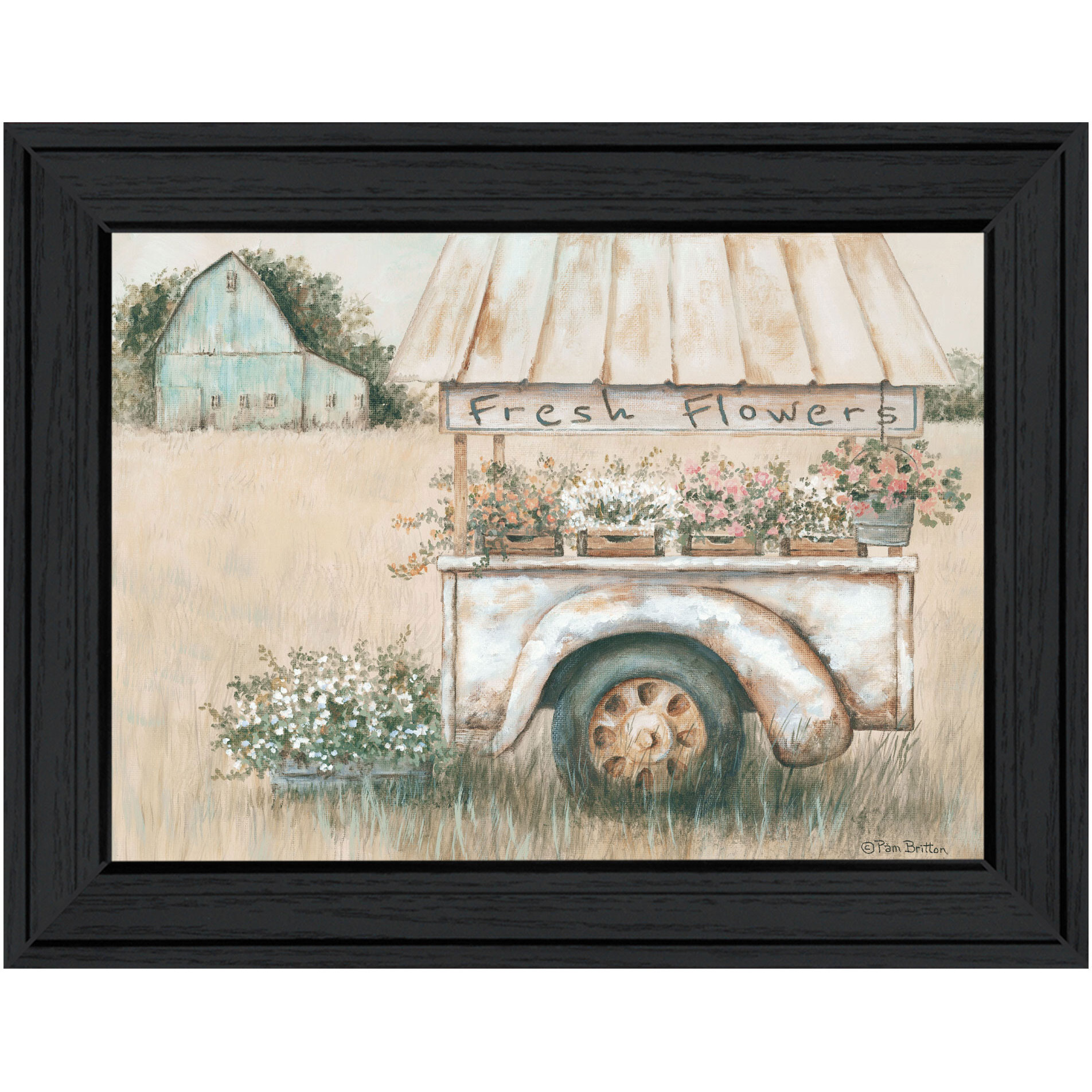 Fresh Flowers For Sale Black Framed Print Wall Art