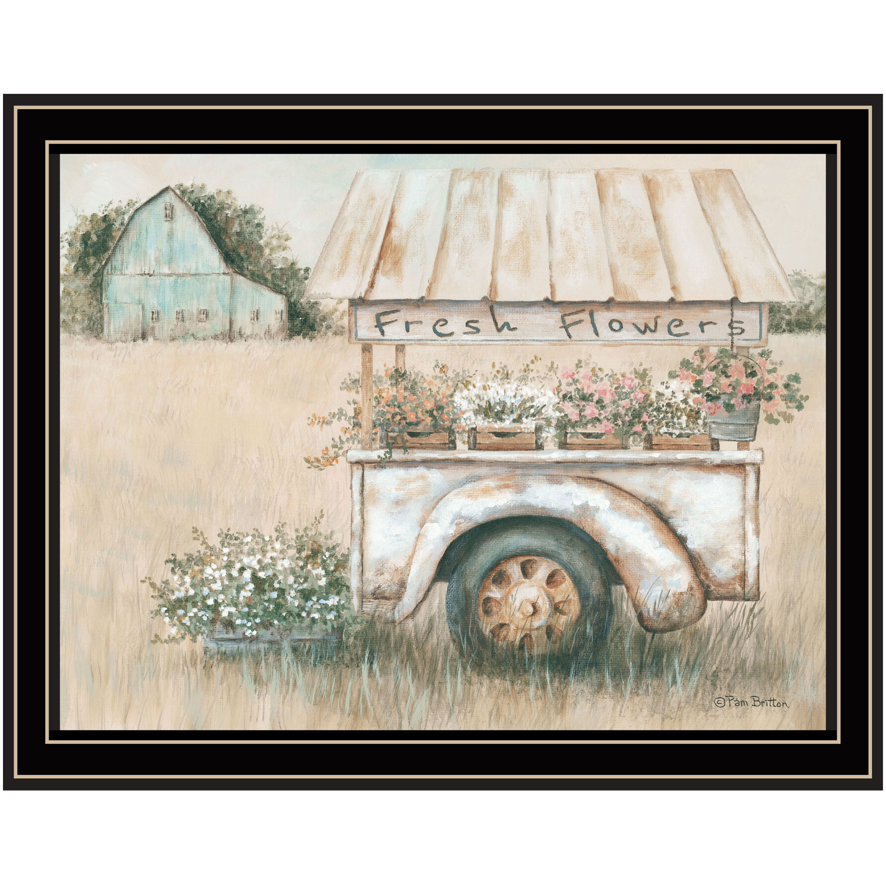 Fresh Flowers For Sale Black Framed Print Wall Art