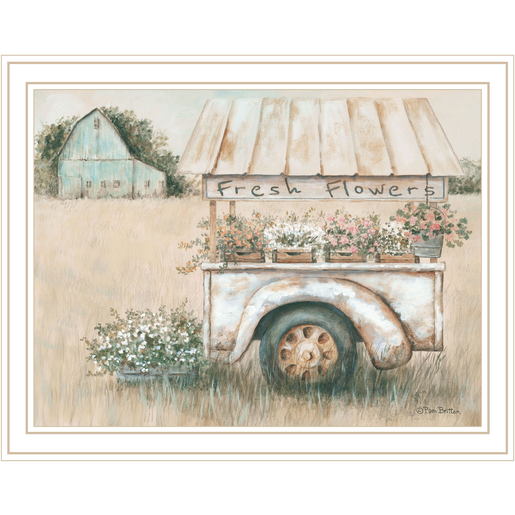 Fresh Flowers For Sale White Framed Print Wall Art