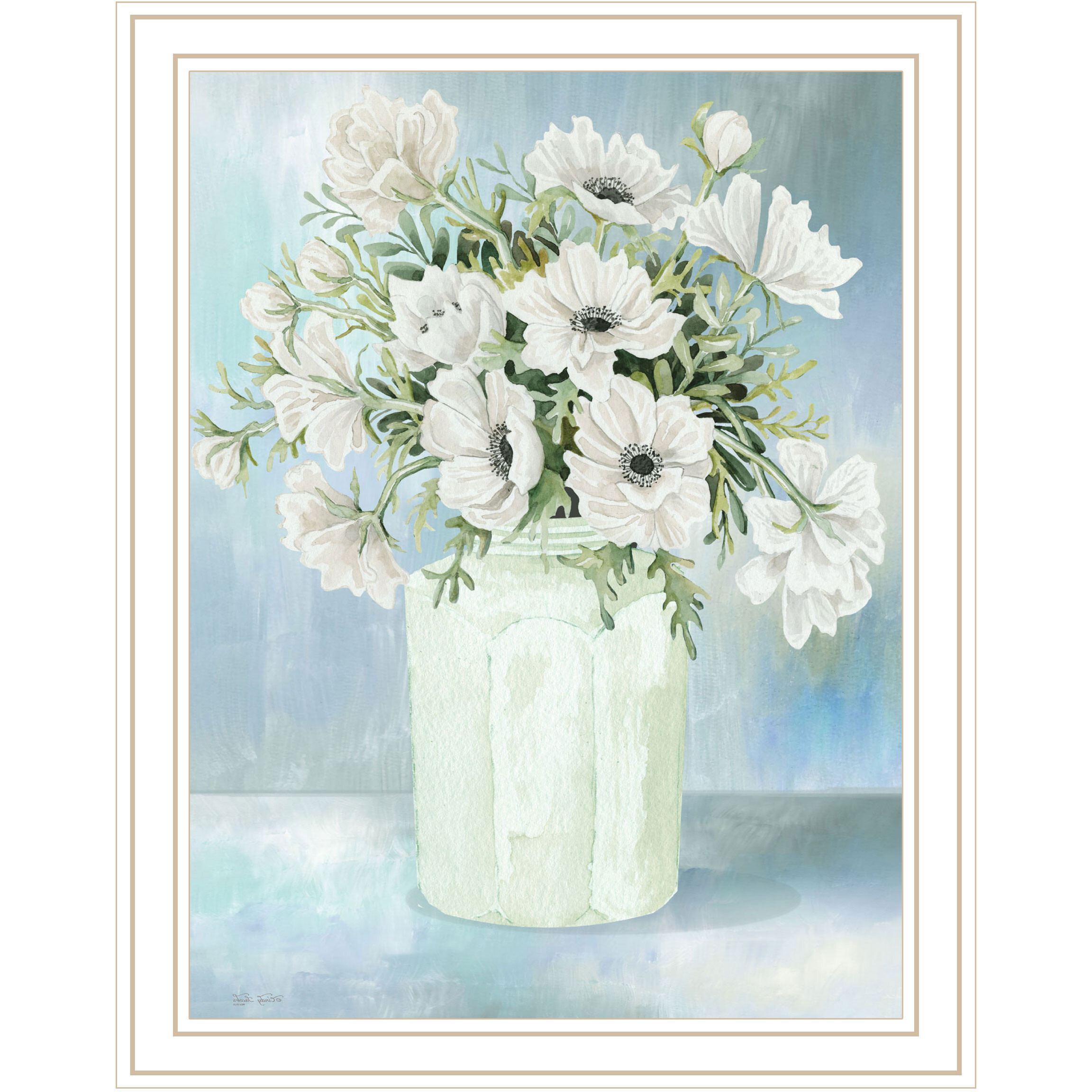 White BLOOMS White Framed Print Wall Art